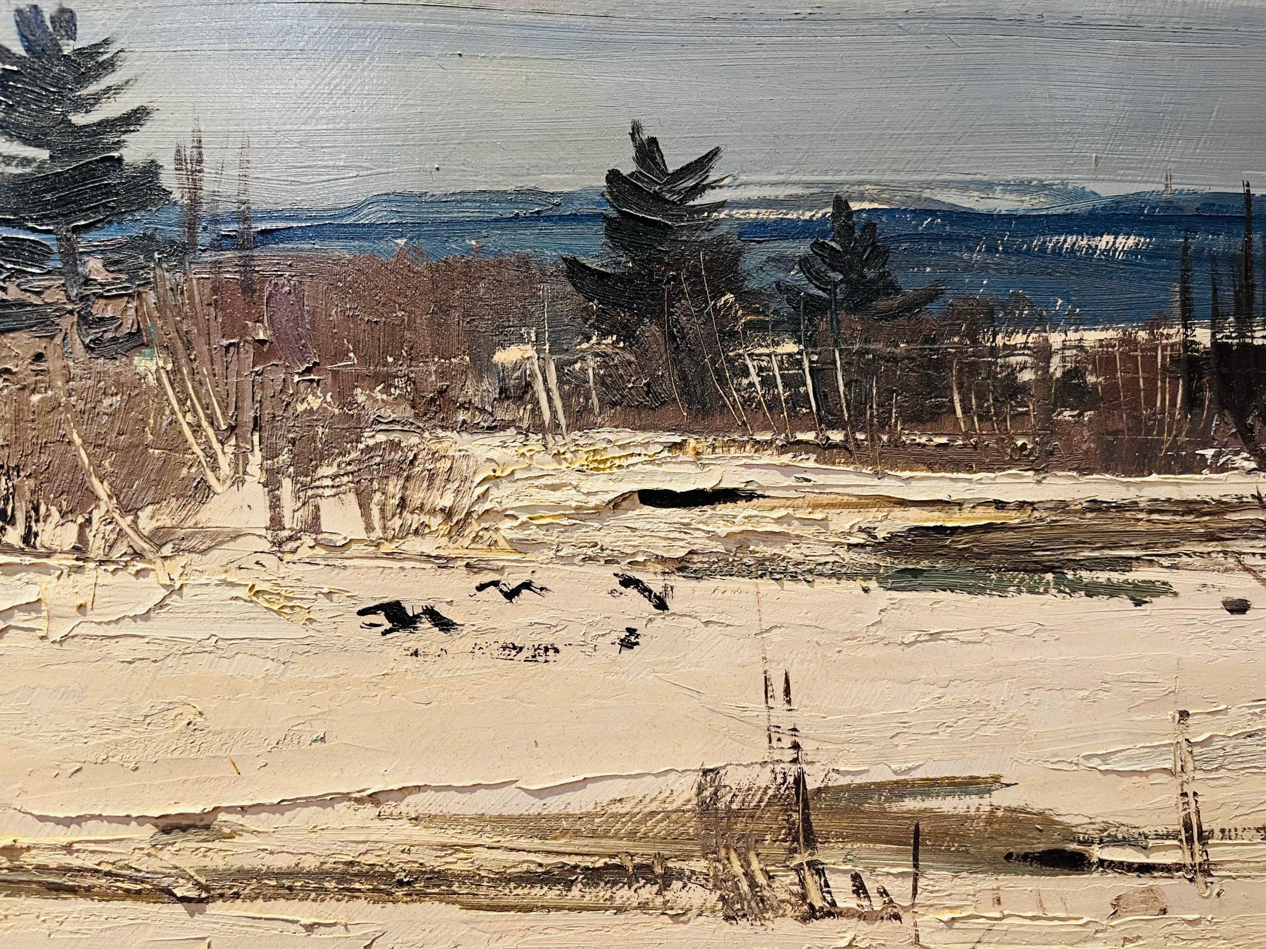 Lorne Bouchard, Kanadier, 1913-1978
 Quebec
Öl auf Karton
25 x 49 in
signiert und verso signiert, betitelt, datiert April 1959

gerahmt 


Lorne Bouchard Biographie
(1913 - 1978) RCA
Er wurde in Montreal geboren und studierte an der Barnes School of