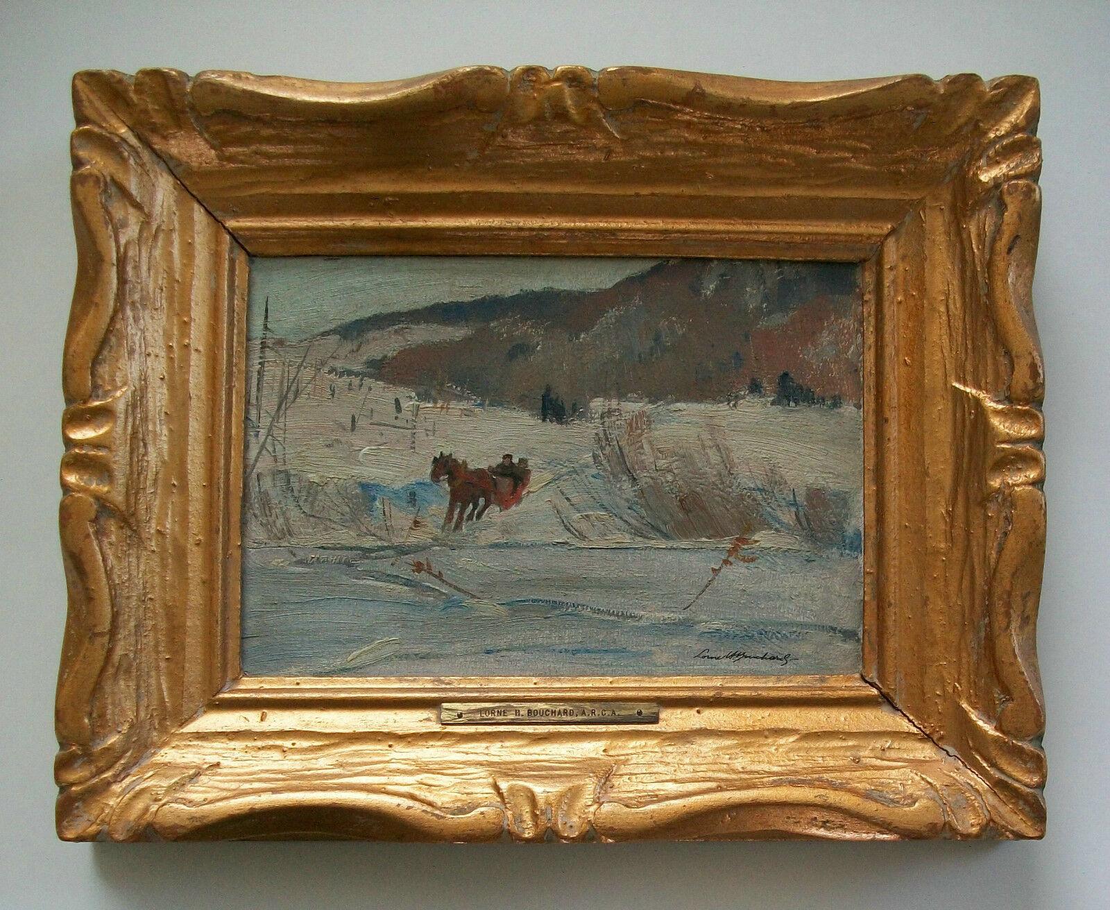 Lorne H. Bouchard R.C.A., 'the Ice Bridge', Oil on Panel, Framed, circa 1950 In Good Condition For Sale In Chatham, ON