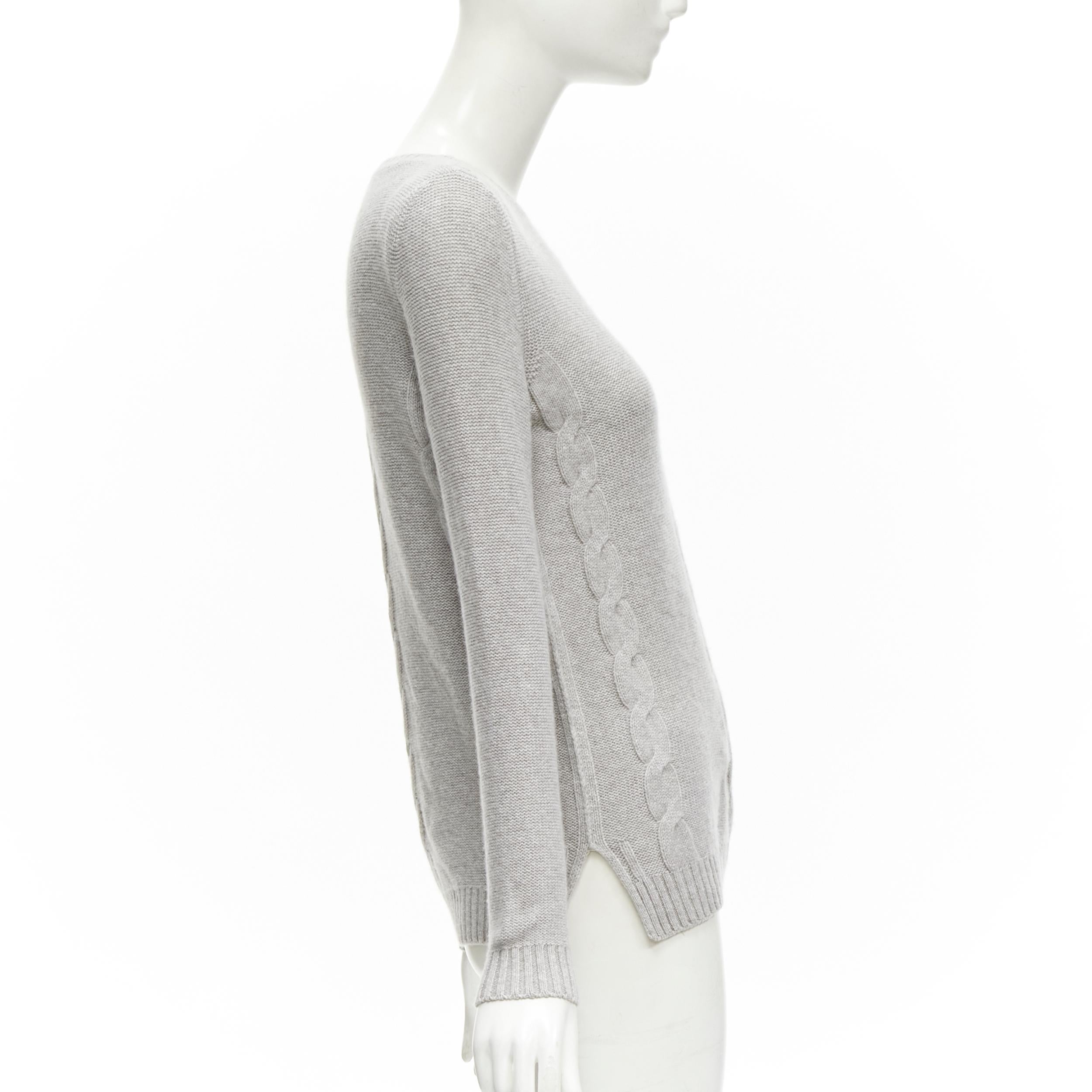 Women's LORO PIANA 100% baby cashmere grey braid knit bateau neck sweater IT38 XS For Sale