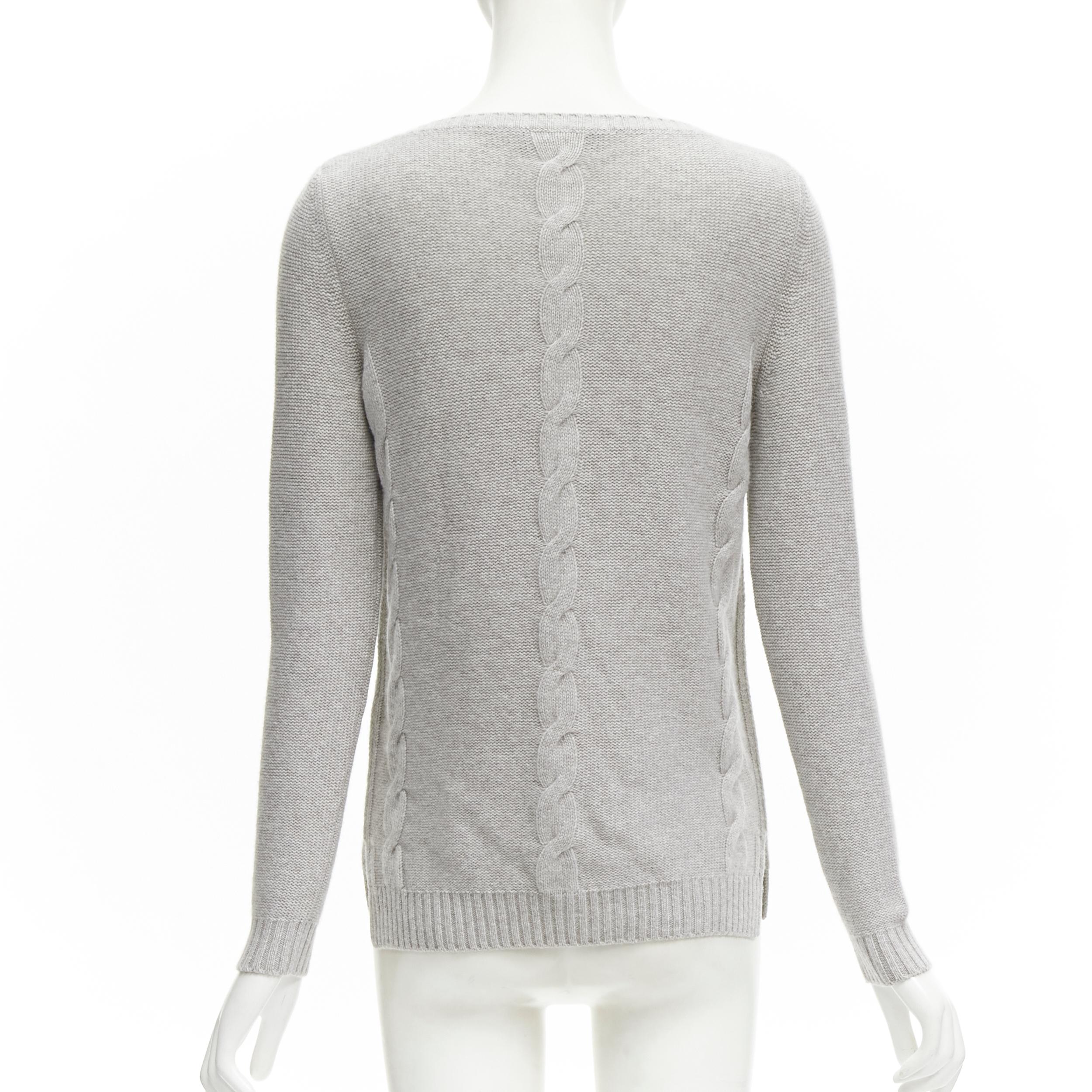 Women's LORO PIANA 100% baby cashmere grey braid knit bateau neck sweater IT38 XS