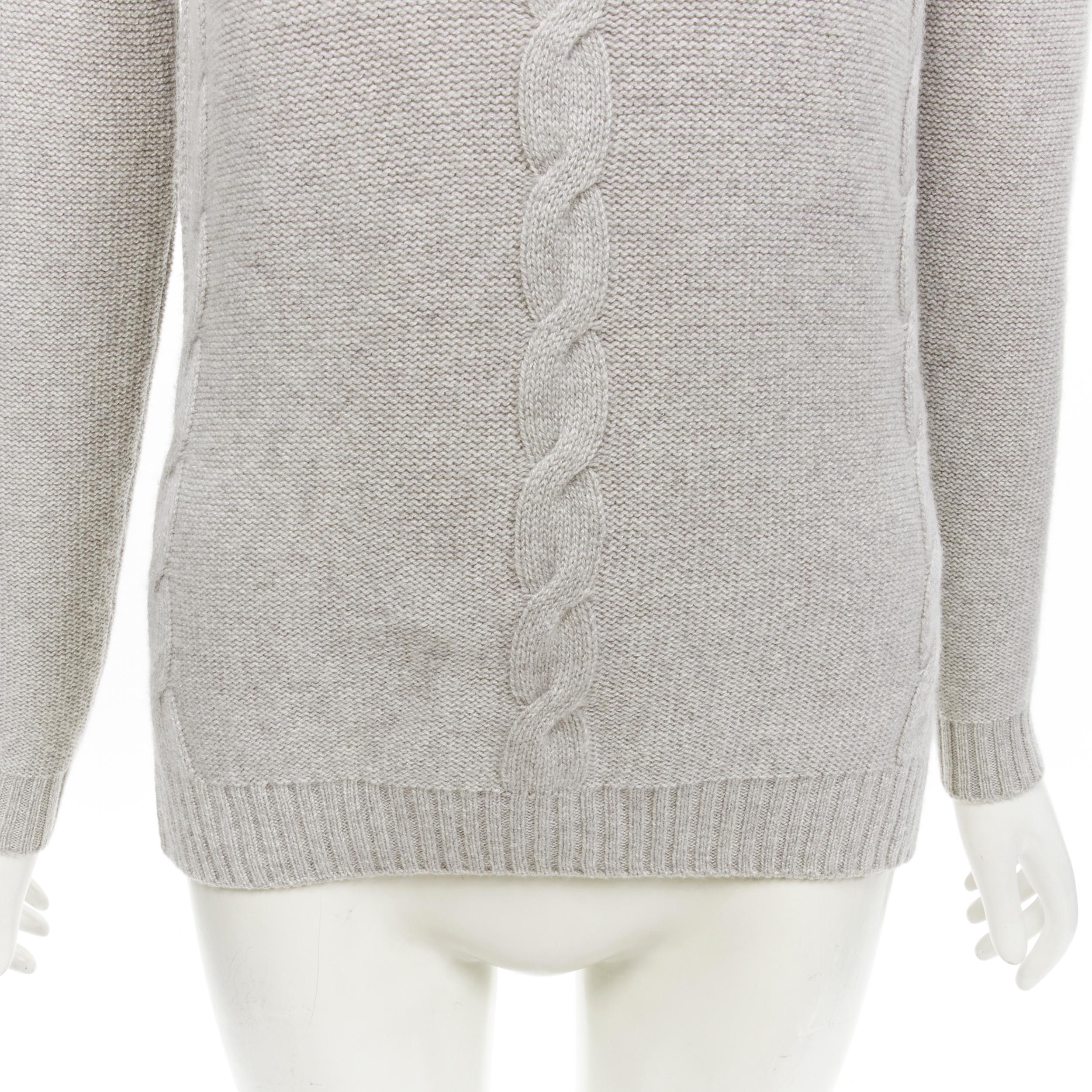 LORO PIANA 100% baby cashmere grey braid knit bateau neck sweater IT38 XS For Sale 3