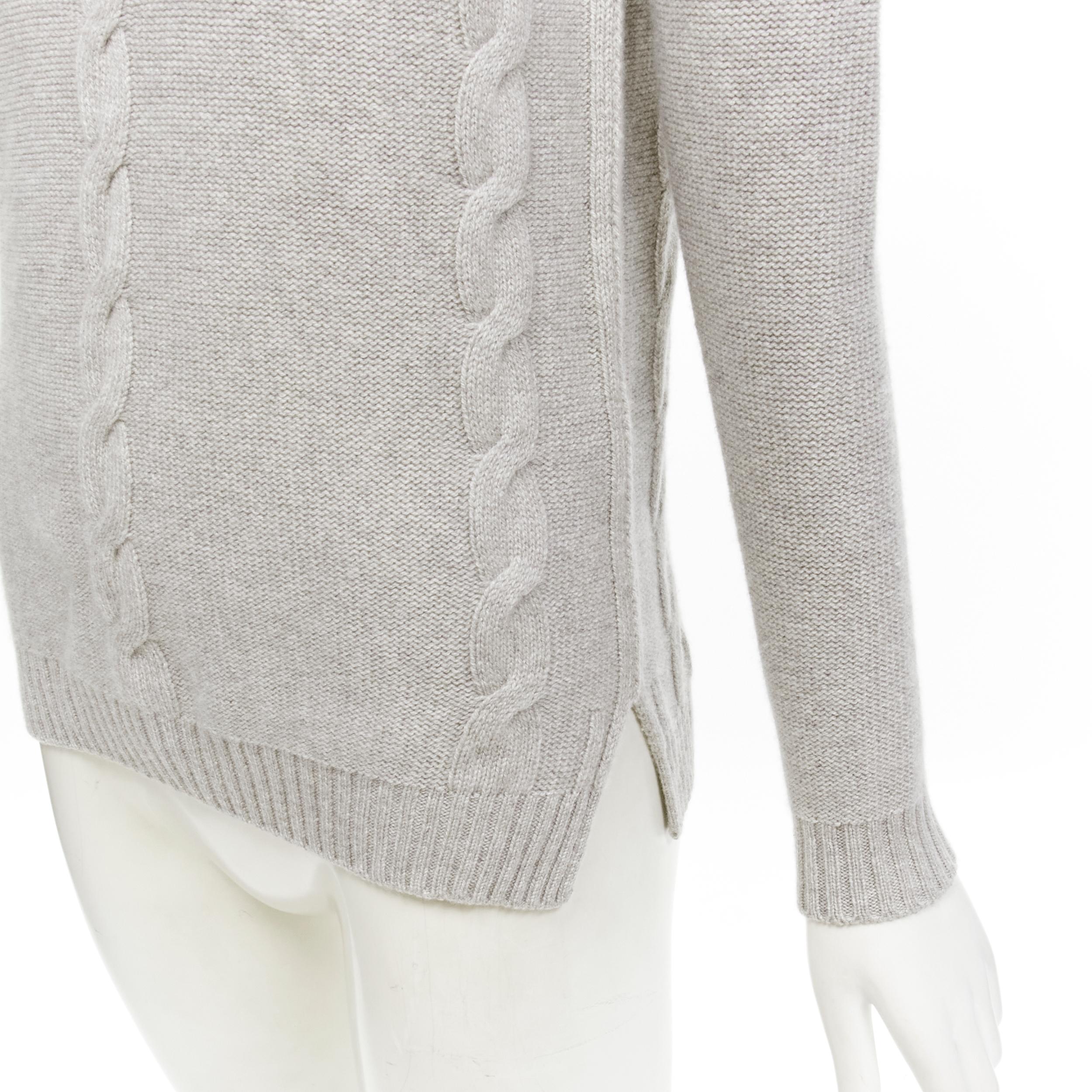 LORO PIANA 100% baby cashmere grey braid knit bateau neck sweater IT38 XS For Sale 4