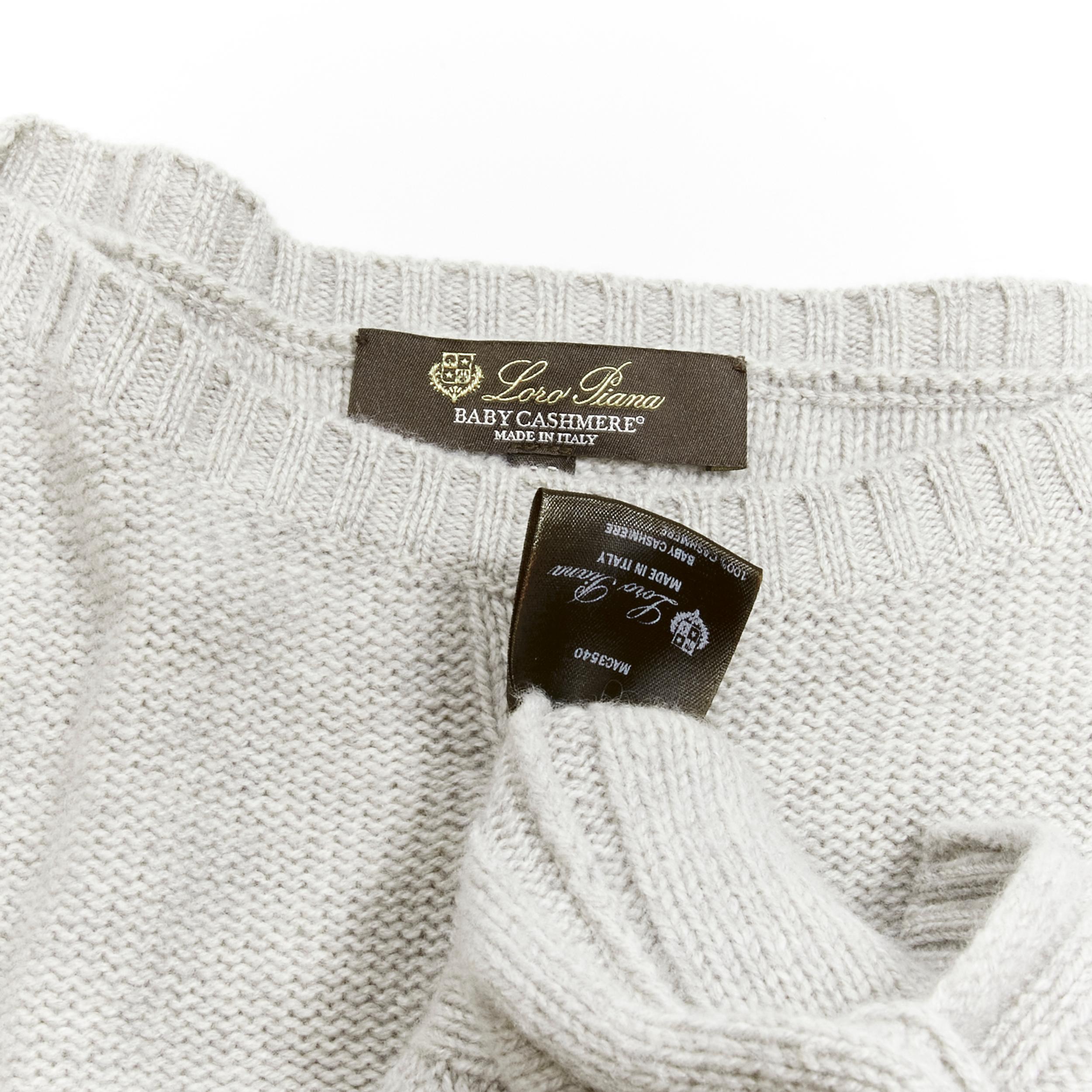 LORO PIANA 100% baby cashmere grey braid knit bateau neck sweater IT38 XS For Sale 5