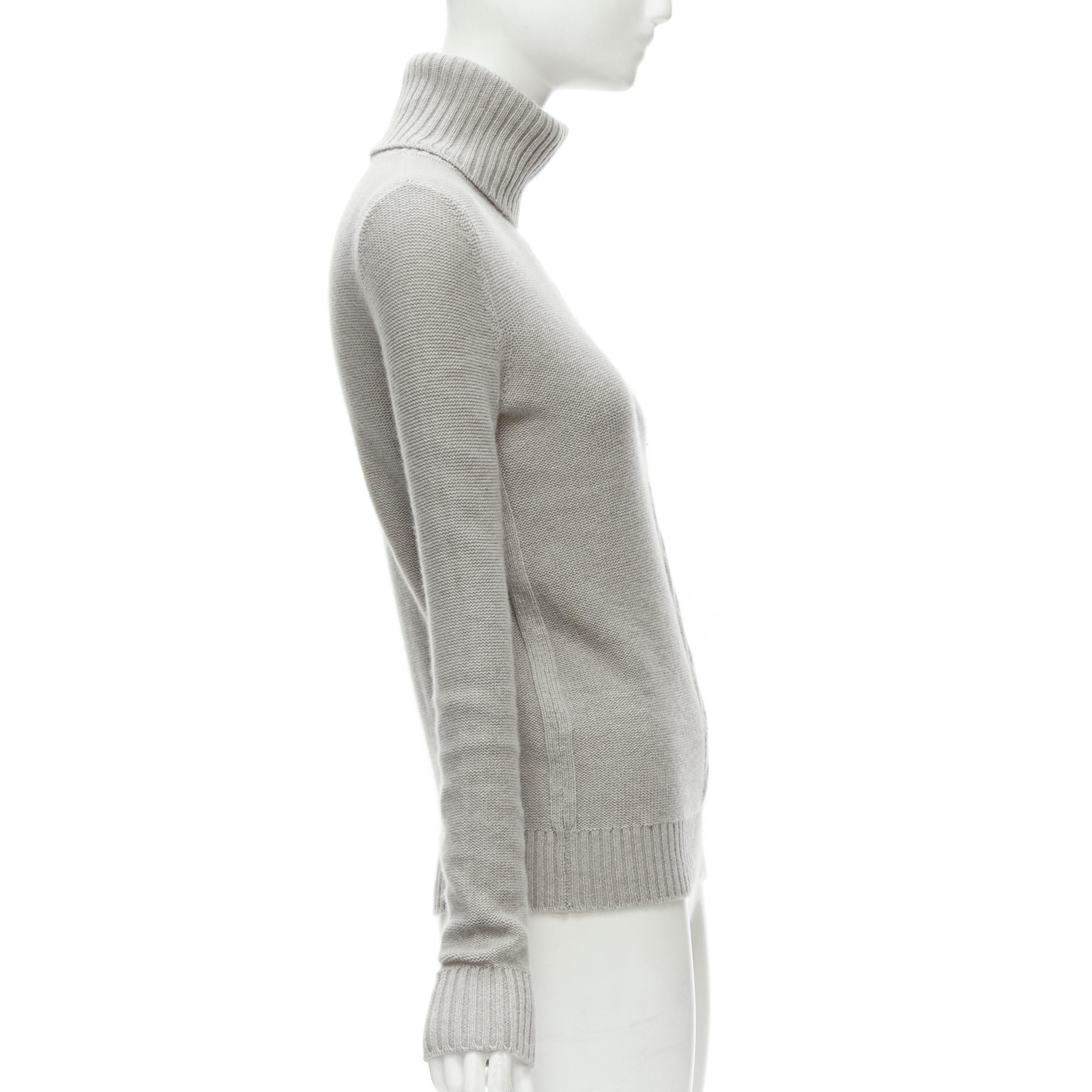 Women's LORO PIANA 100% baby cashmere grey braid knit turtleneck sweater IT38 XS