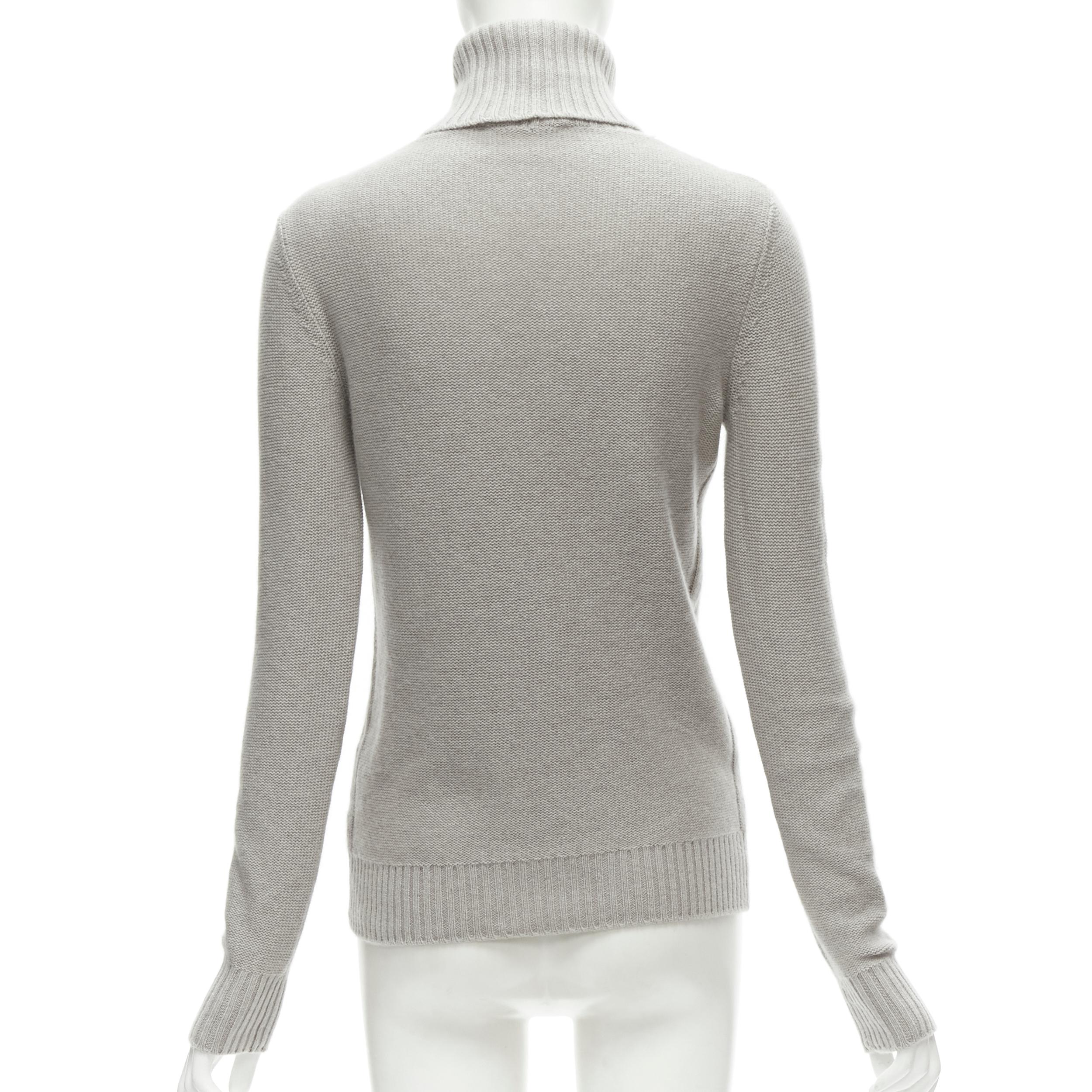 LORO PIANA 100% baby cashmere grey braid knit turtleneck sweater IT38 XS 1