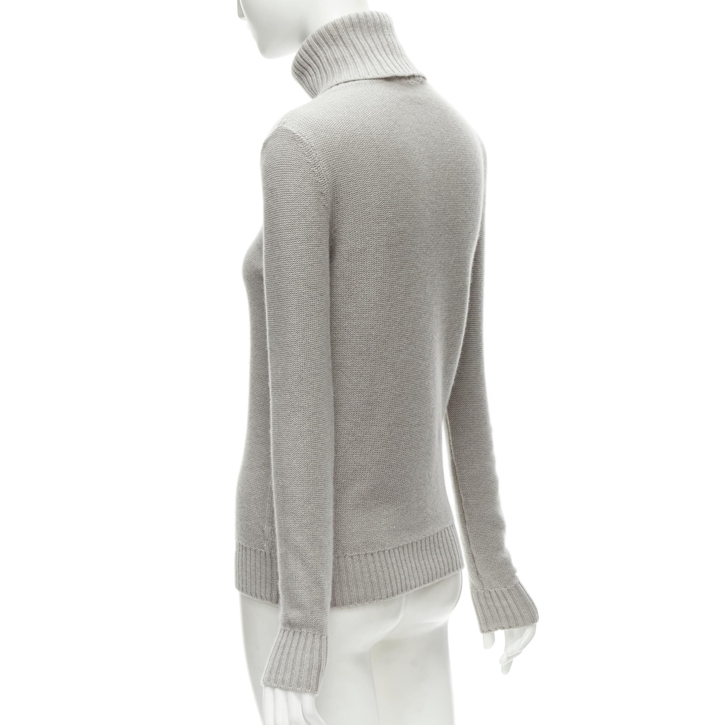 LORO PIANA 100% baby cashmere grey braid knit turtleneck sweater IT38 XS 2