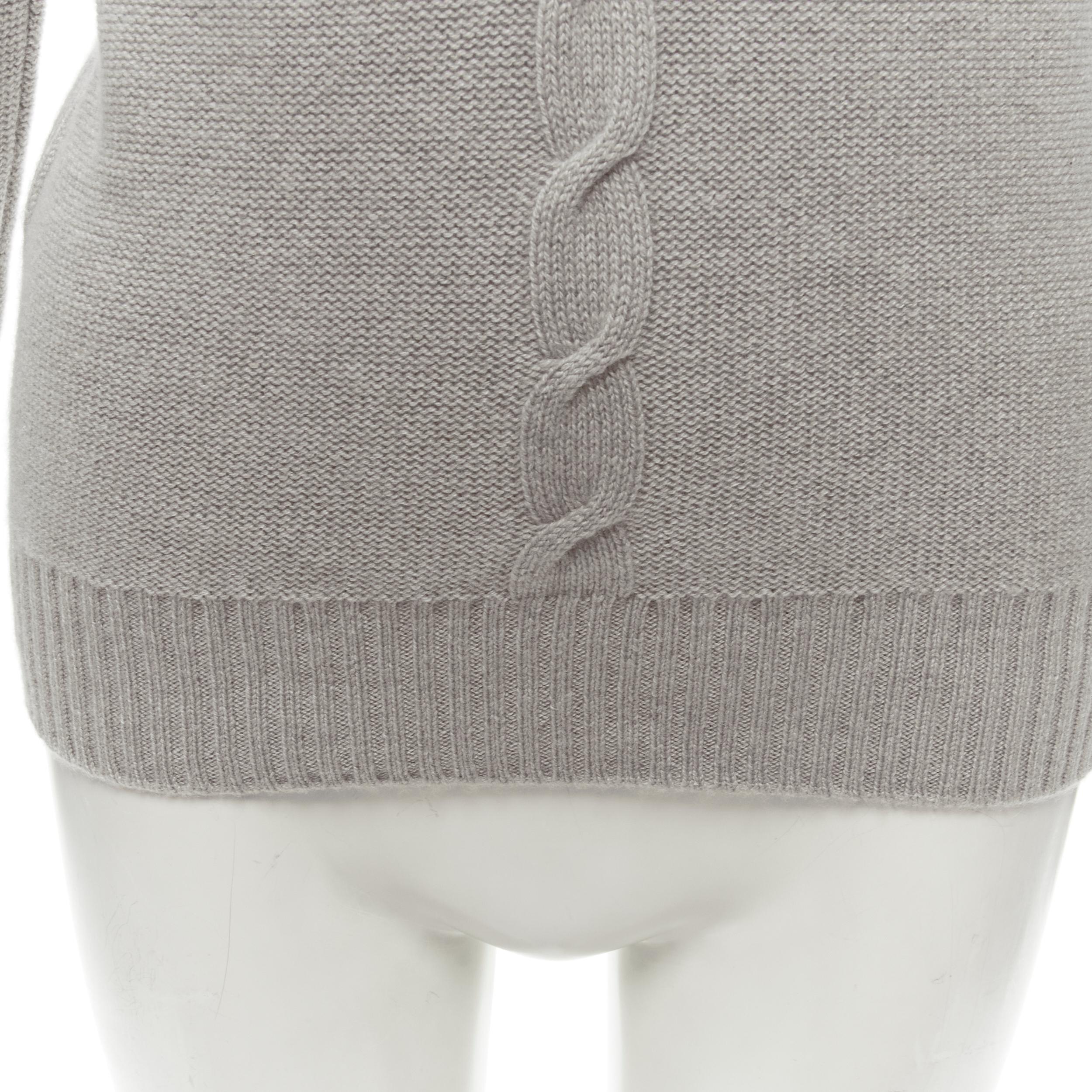 LORO PIANA 100% baby cashmere grey braid knit turtleneck sweater IT38 XS 3