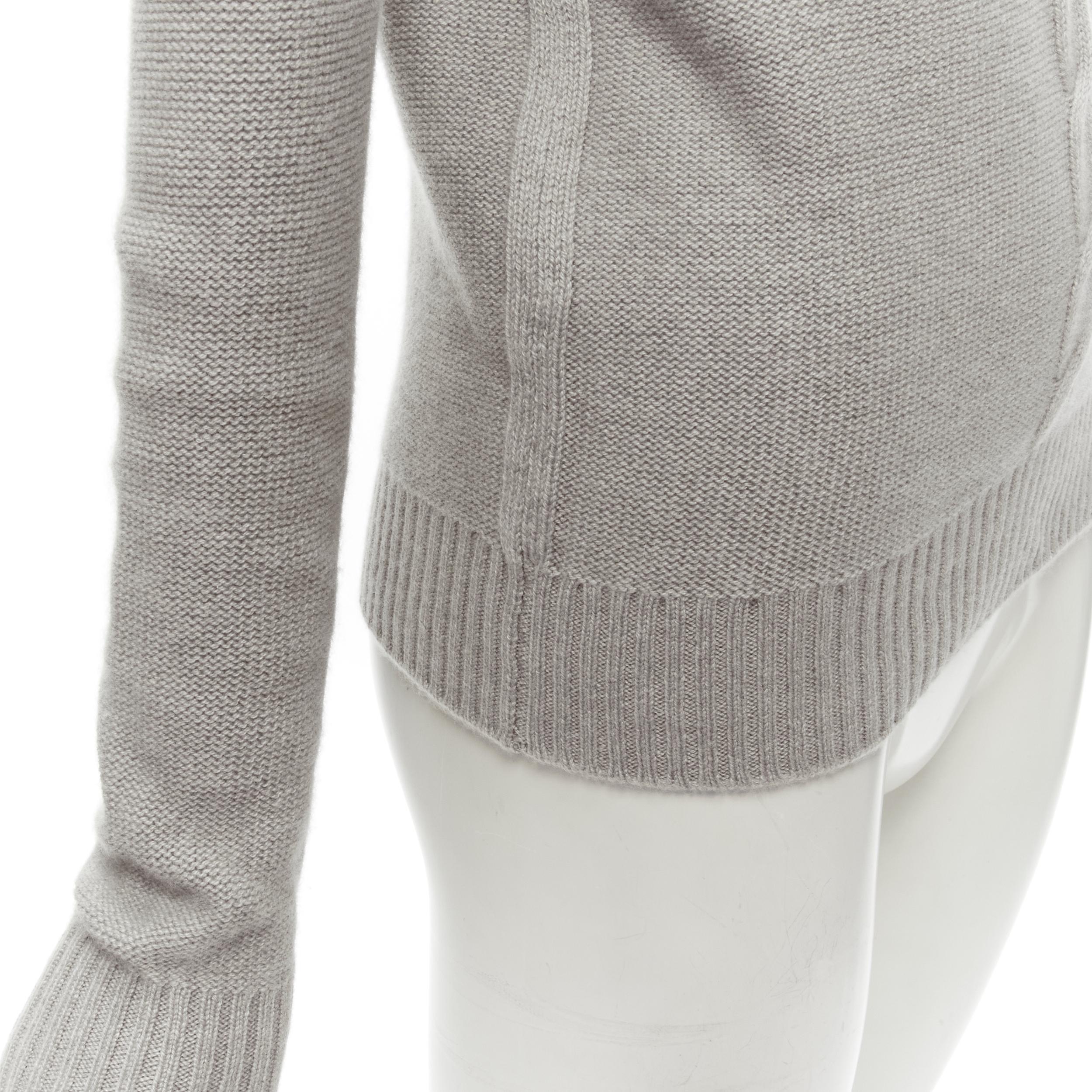 LORO PIANA 100% baby cashmere grey braid knit turtleneck sweater IT38 XS 4