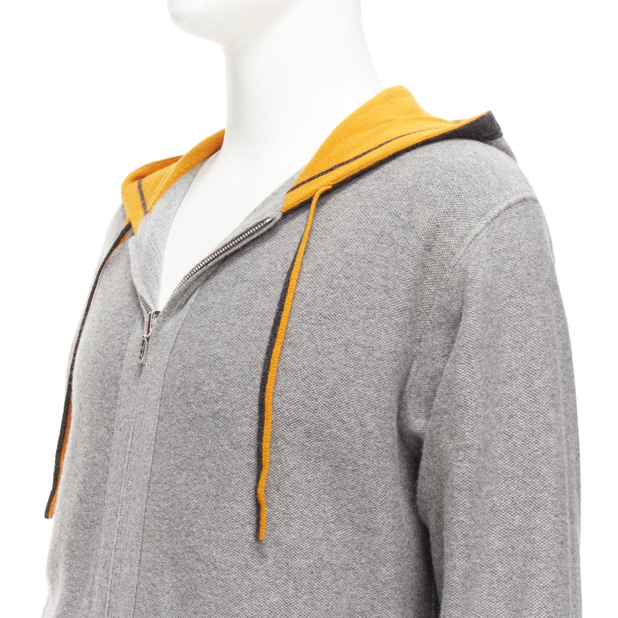 LORO PIANA 100% baby cashmere grey tiger print reversible hoodie zip up M For Sale 9