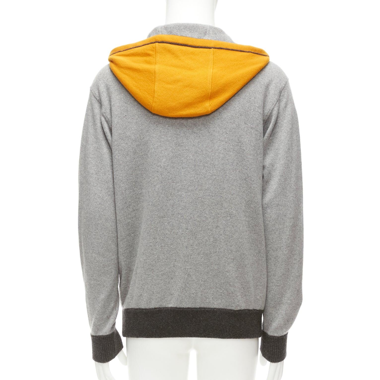 LORO PIANA 100% baby cashmere grey tiger print reversible hoodie zip up M For Sale 1