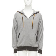 LORO PIANA 100% baby cashmere grey tiger print reversible hoodie zip up M