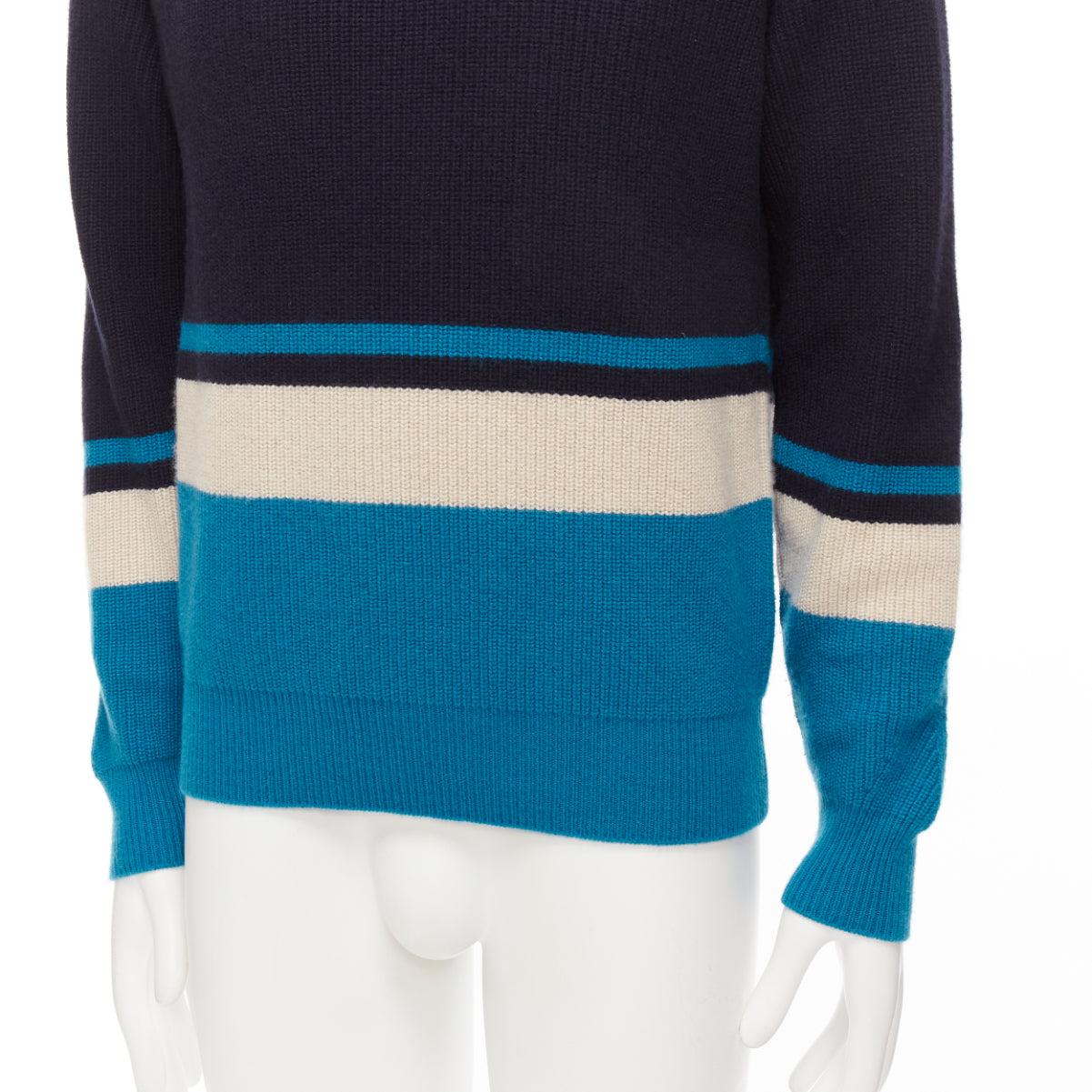 LORO PIANA 100% baby cashmere navy blue colorblocked sweater IT46 S
Reference: YIKK/A00011
Brand: Loro Piana
Material: Cashmere
Color: Blue, Navy
Pattern: Striped
Closure: Pullover
Made in: Italy

CONDITION:
Condition: Excellent, this item was