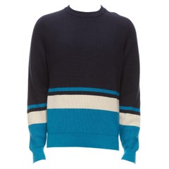 LORO PIANA 100% baby cashmere navy blue colorblocked sweater IT46 S