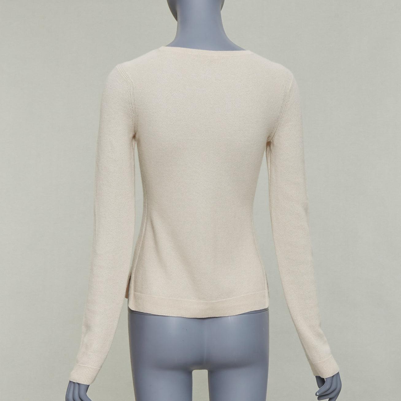 De las mujeres LORO PIANA Jersey de cuello redondo de punto fino 100% cachemira beige IT38 XS en venta