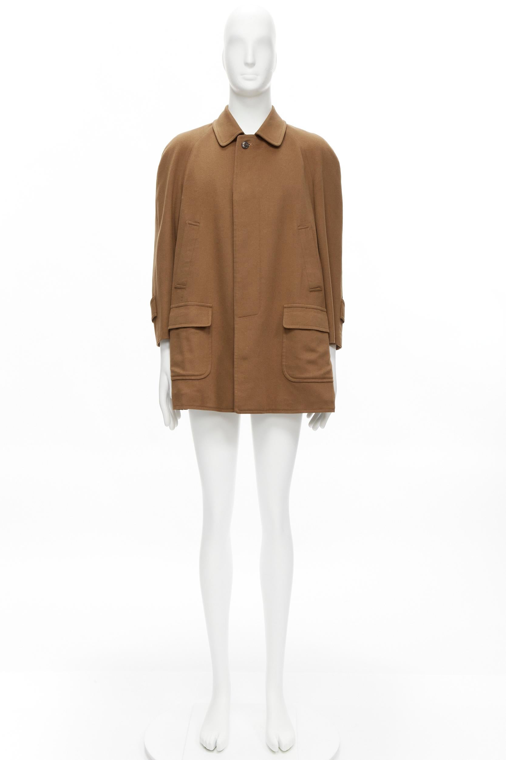 LORO PIANA 100% cashmere brown invisible buttons minimal coat XS 6