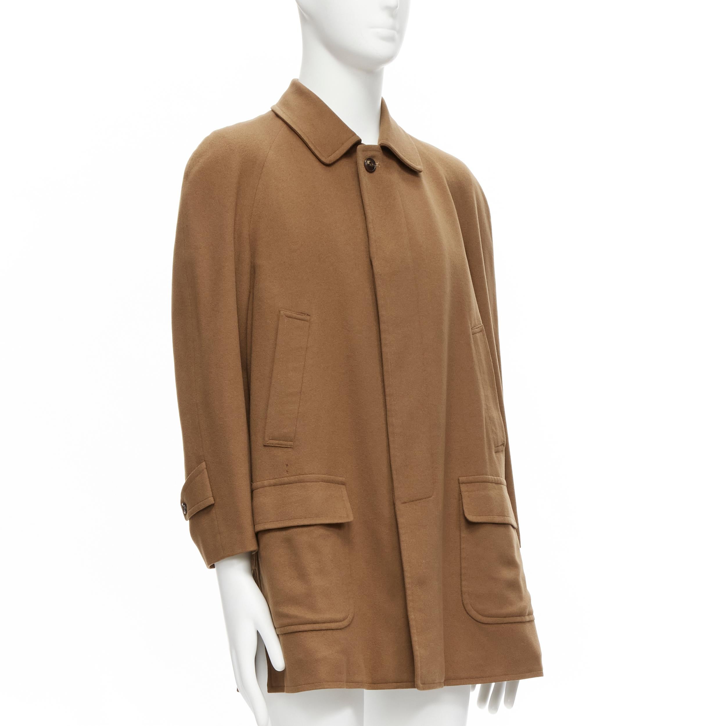 Men's LORO PIANA 100% cashmere brown invisible buttons minimal coat XS For Sale