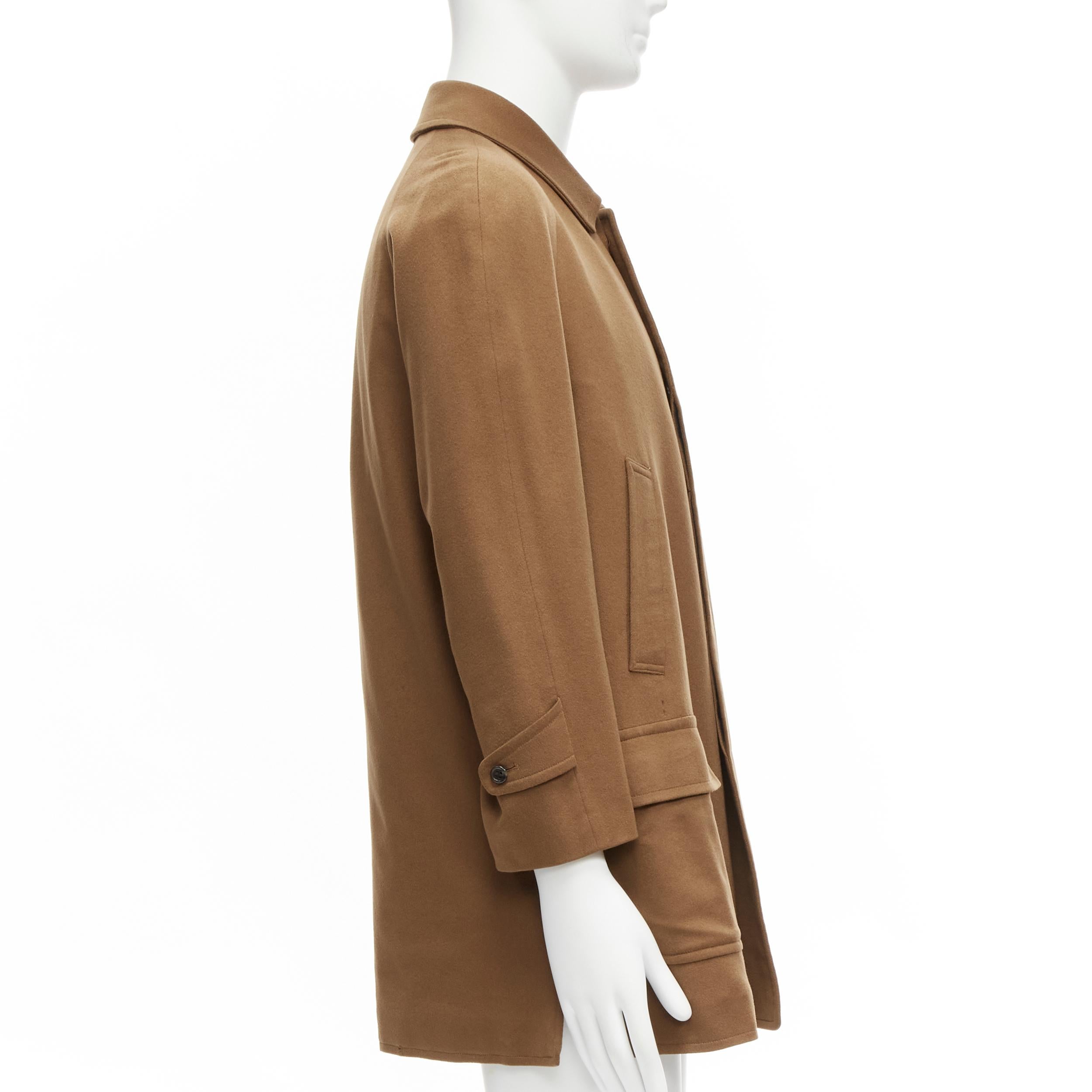 LORO PIANA 100% cashmere brown invisible buttons minimal coat XS For Sale 1