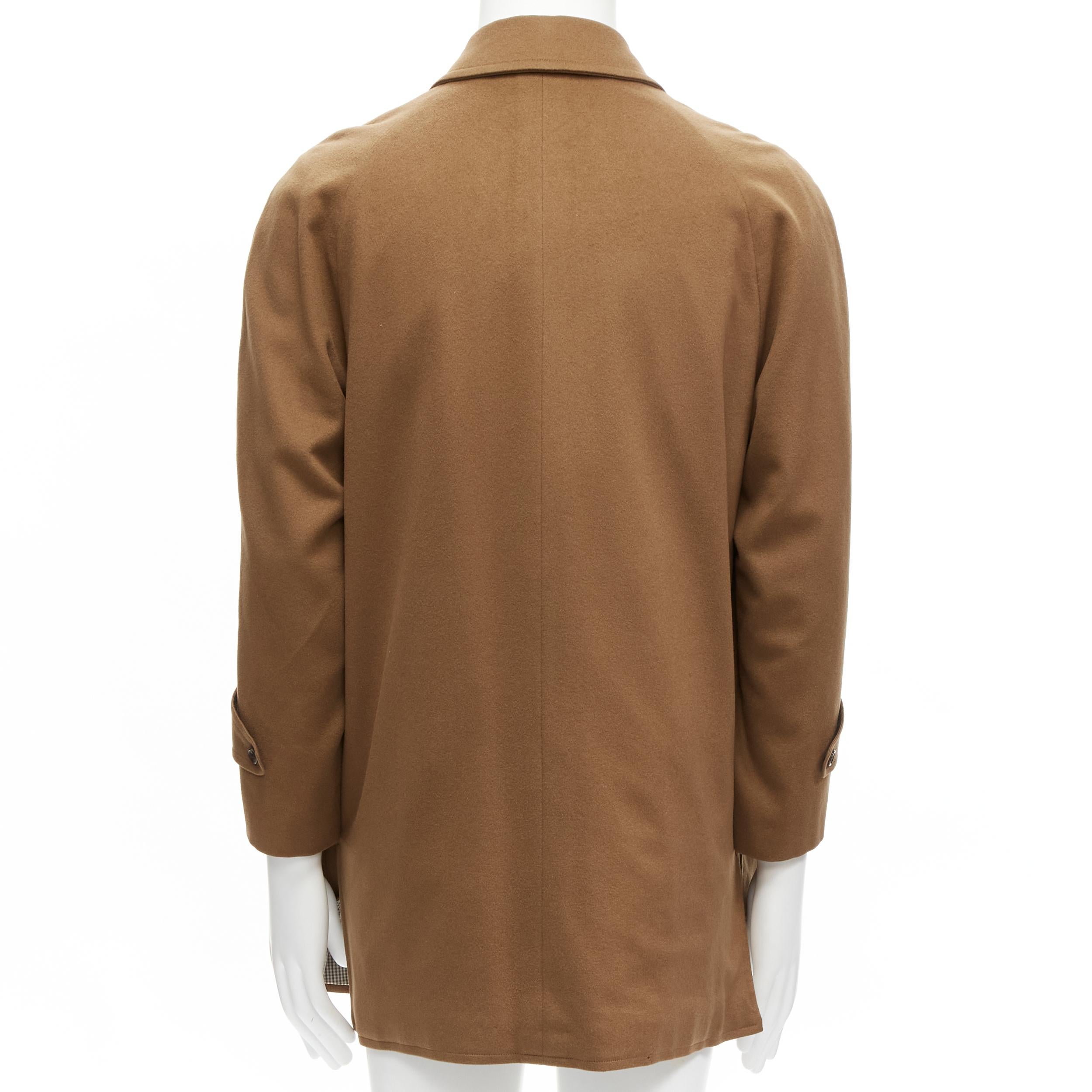 LORO PIANA 100% cashmere brown invisible buttons minimal coat XS For Sale 2
