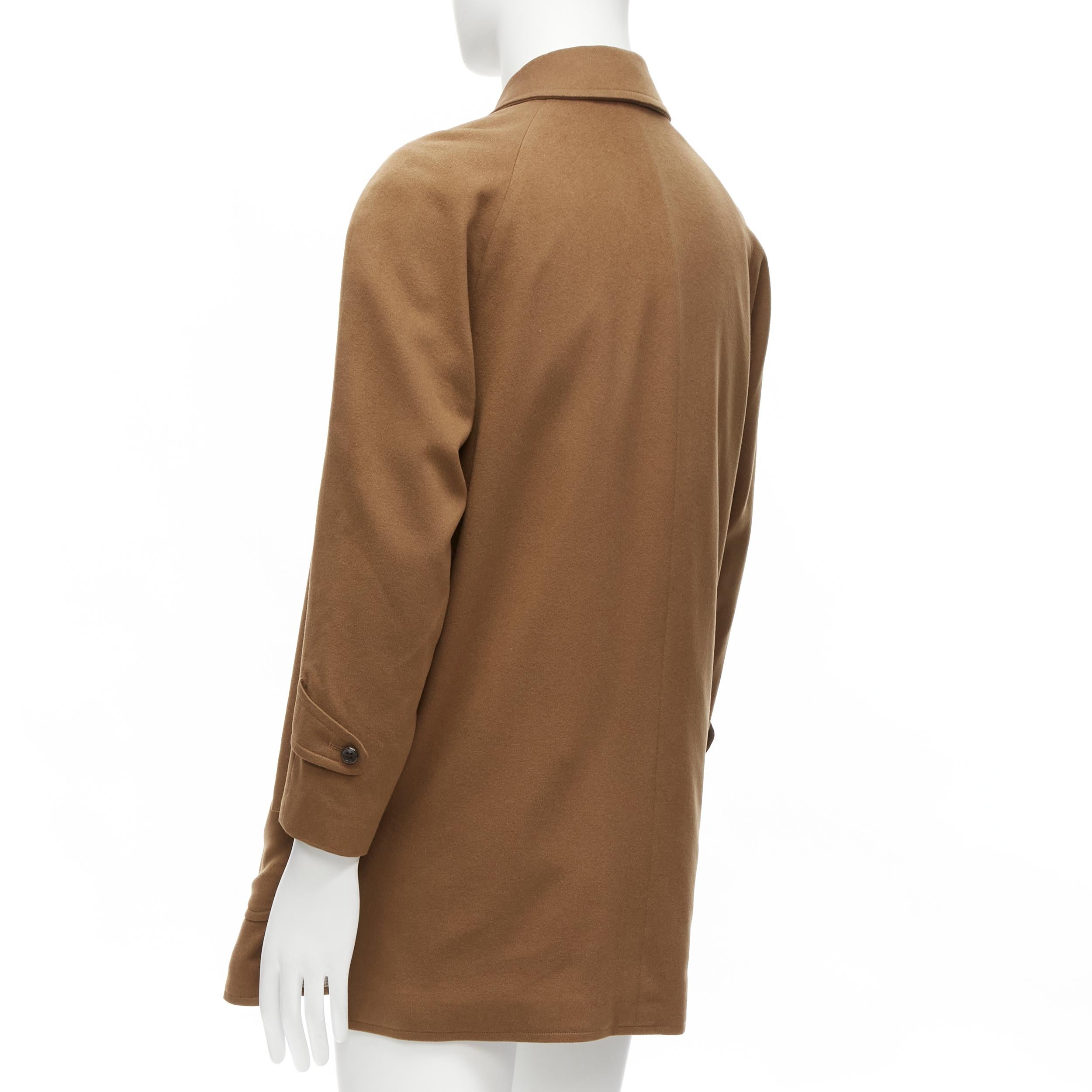 LORO PIANA 100% cashmere brown invisible buttons minimal coat XS For Sale 3