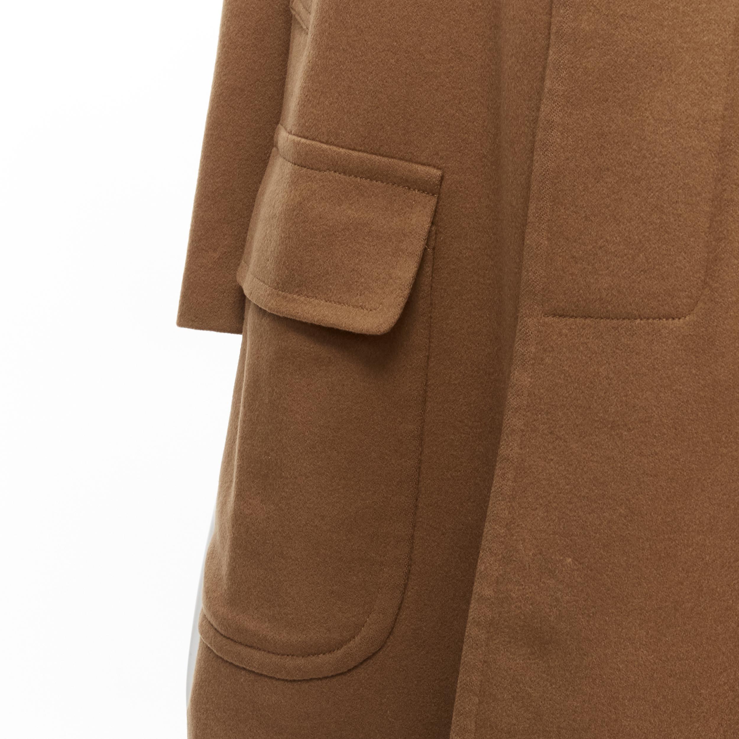 LORO PIANA 100% cashmere brown invisible buttons minimal coat XS 4