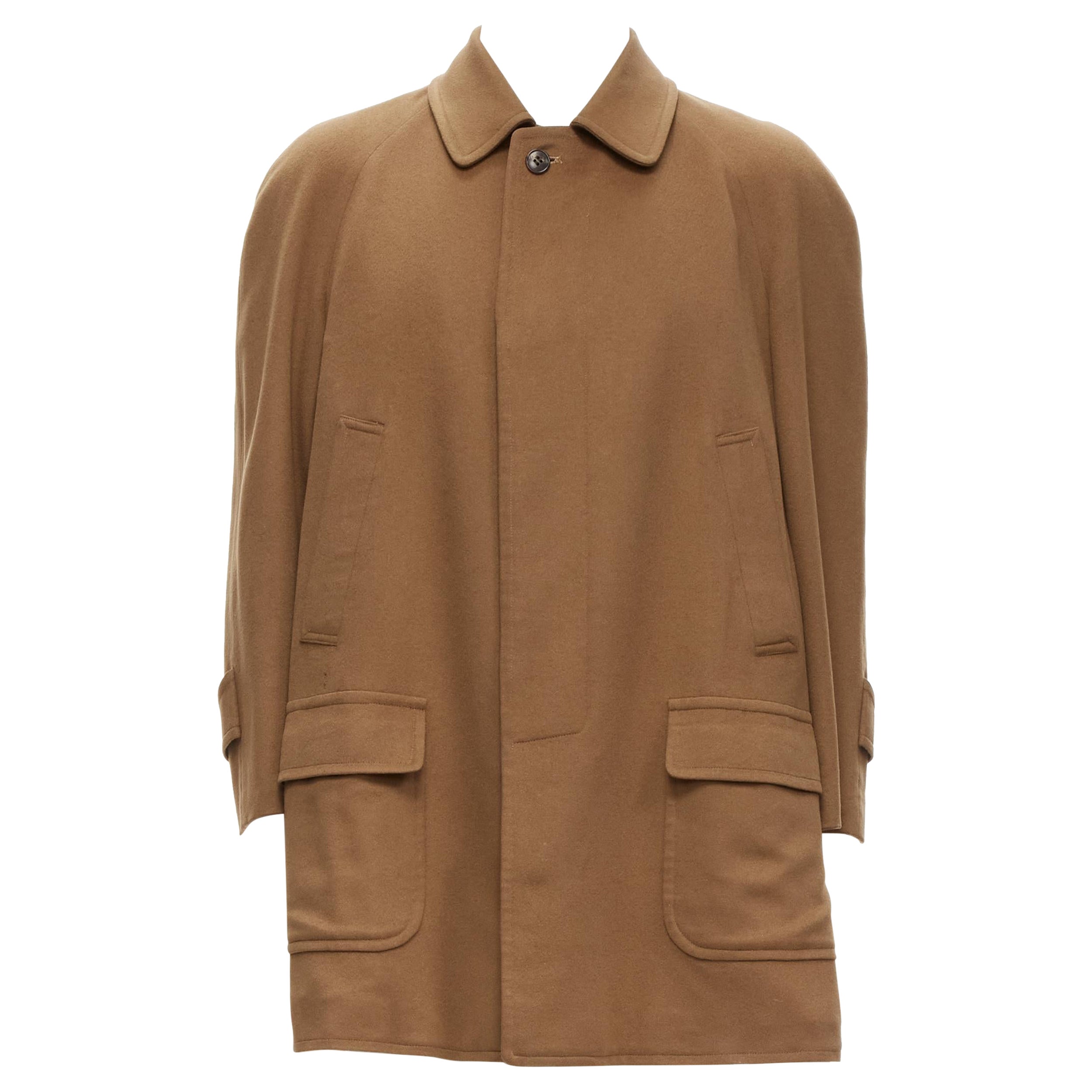 LORO PIANA 100% cashmere brown invisible buttons minimal coat XS