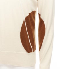 LORO PIANA 100% cashmere cream brown abstract graphic sweater IT48 M