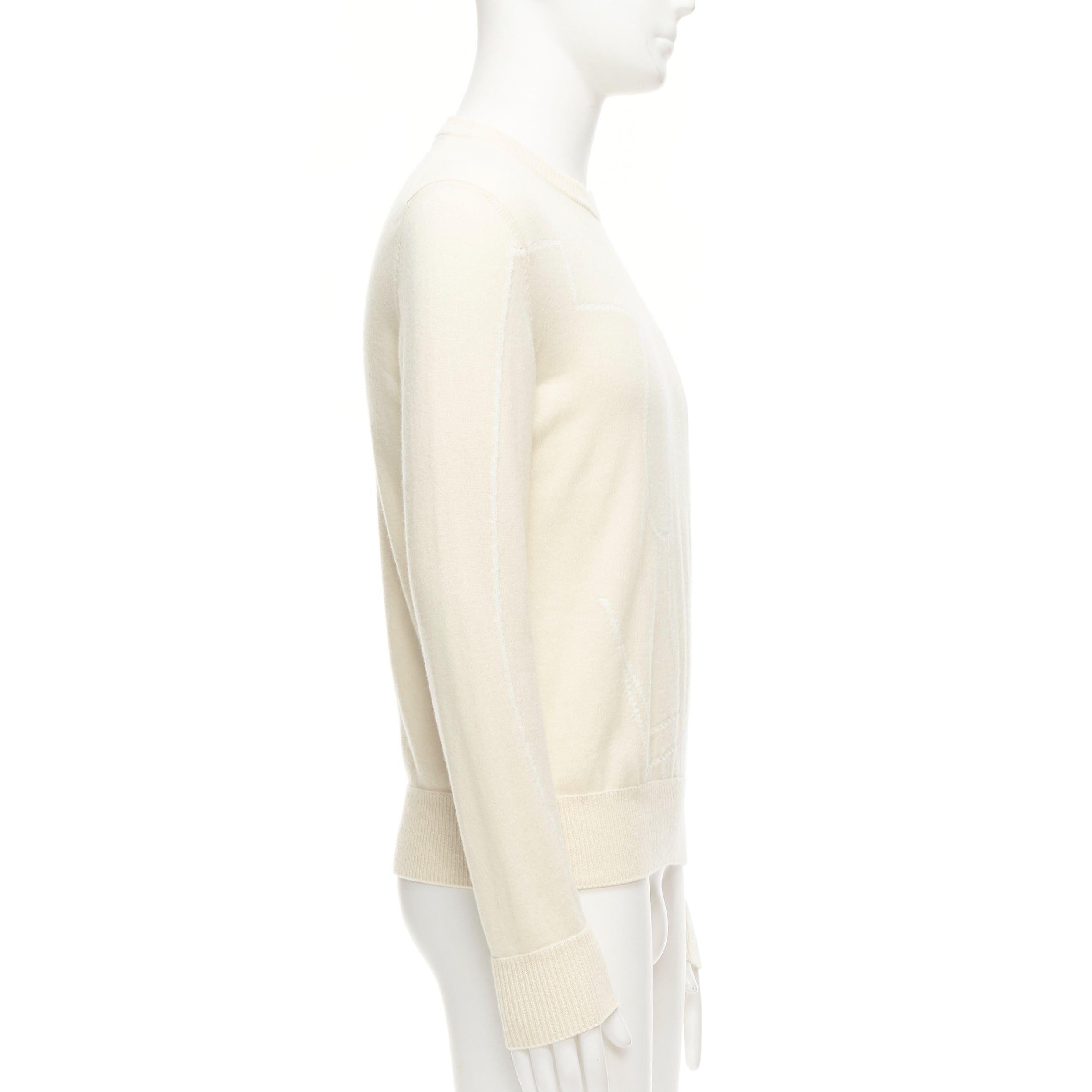 LORO PIANA 100% cashmere cream brown abstract graphic sweater IT48 M Bon état - En vente à Hong Kong, NT