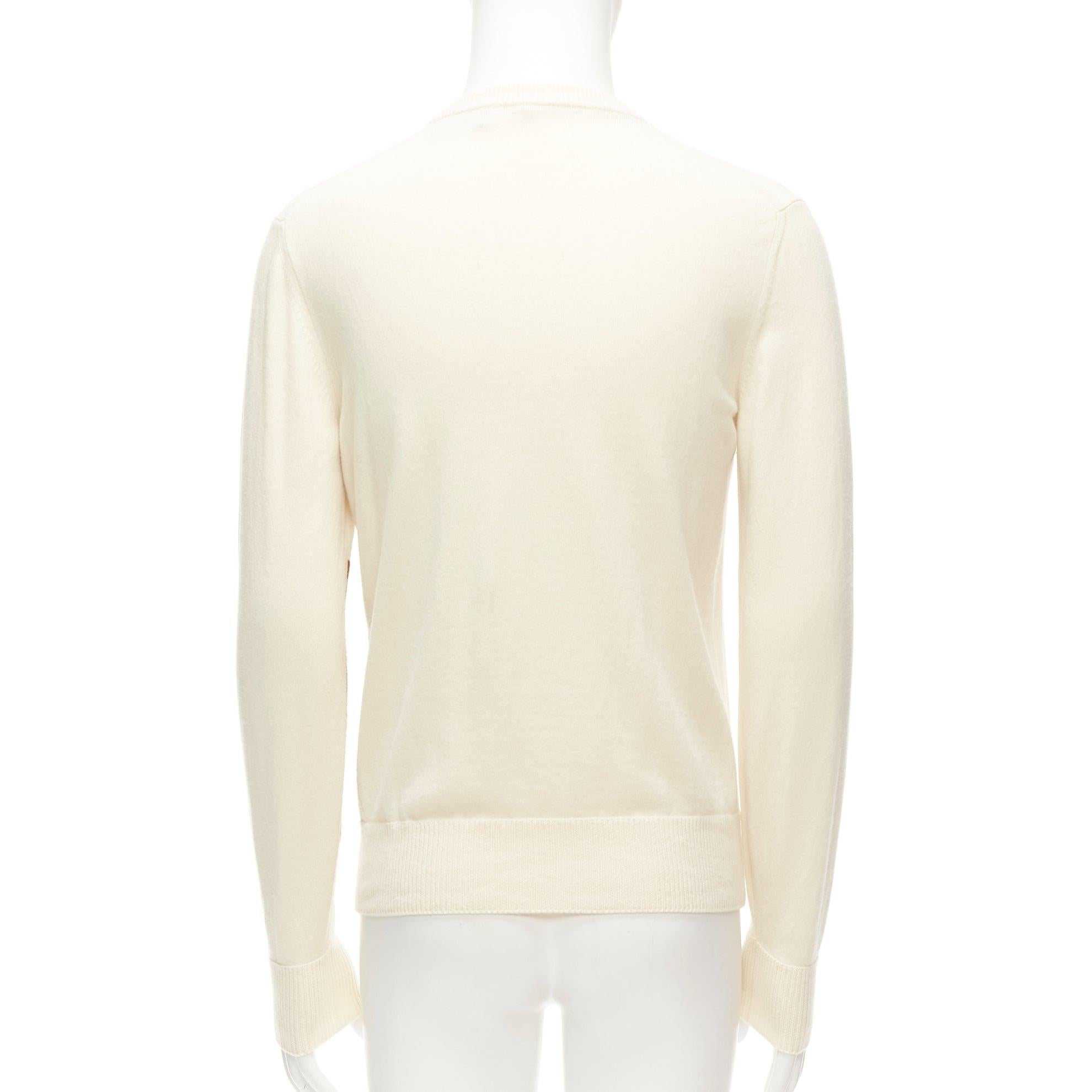 LORO PIANA 100% cashmere cream brown abstract graphic sweater IT48 M Pour hommes en vente