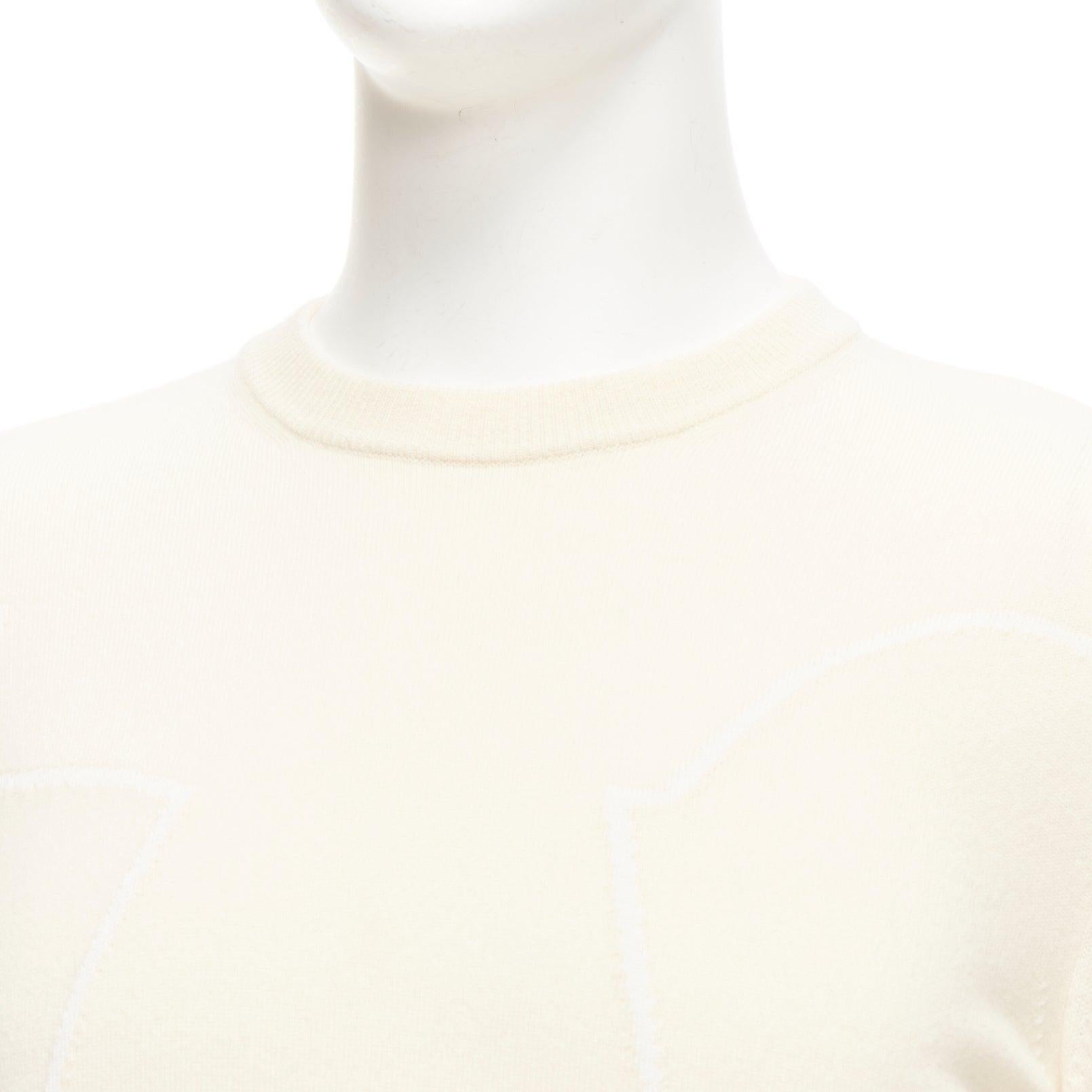 LORO PIANA 100% cashmere cream brown abstract graphic sweater IT48 M en vente 2