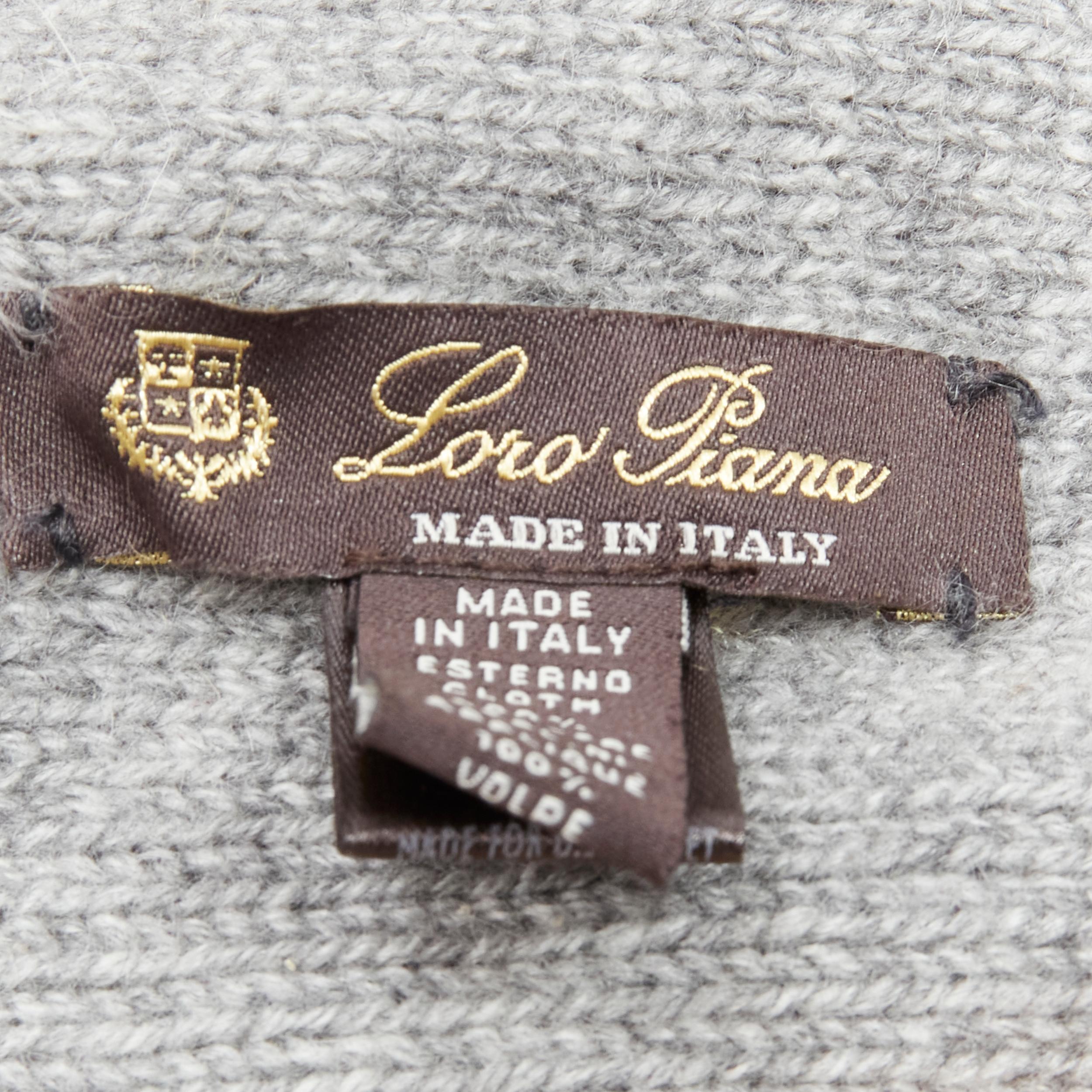 LORO PIANA 100 Cashmere Grey White Patterned Knit Shadow Fox Trim LORO PIANA 100 Cashmere Grey White Patterned Knit Shadow Fox Trim