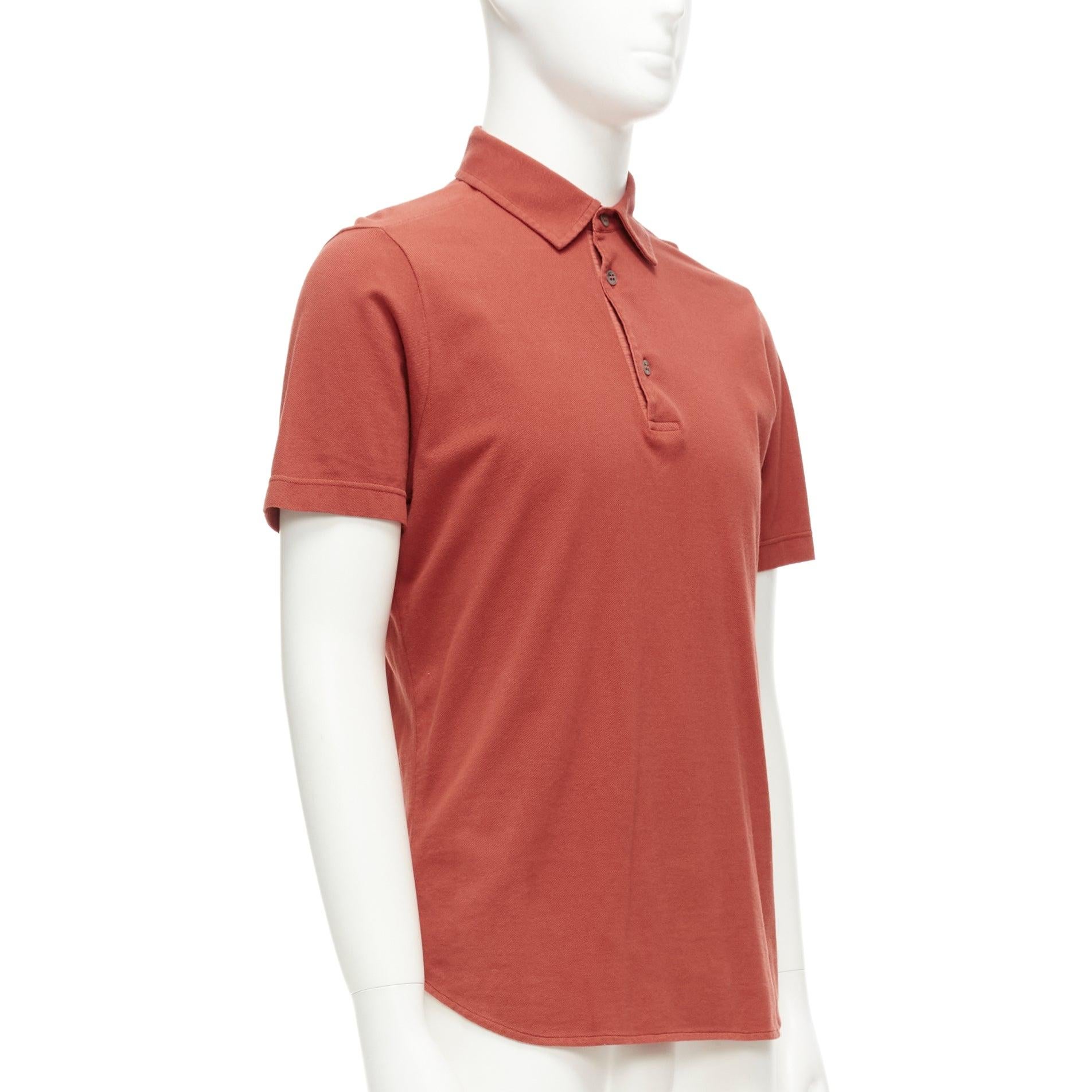 Rosso Loro Piana 100% cotone rosso mattone polo con colletto a 3 bottoni S in vendita
