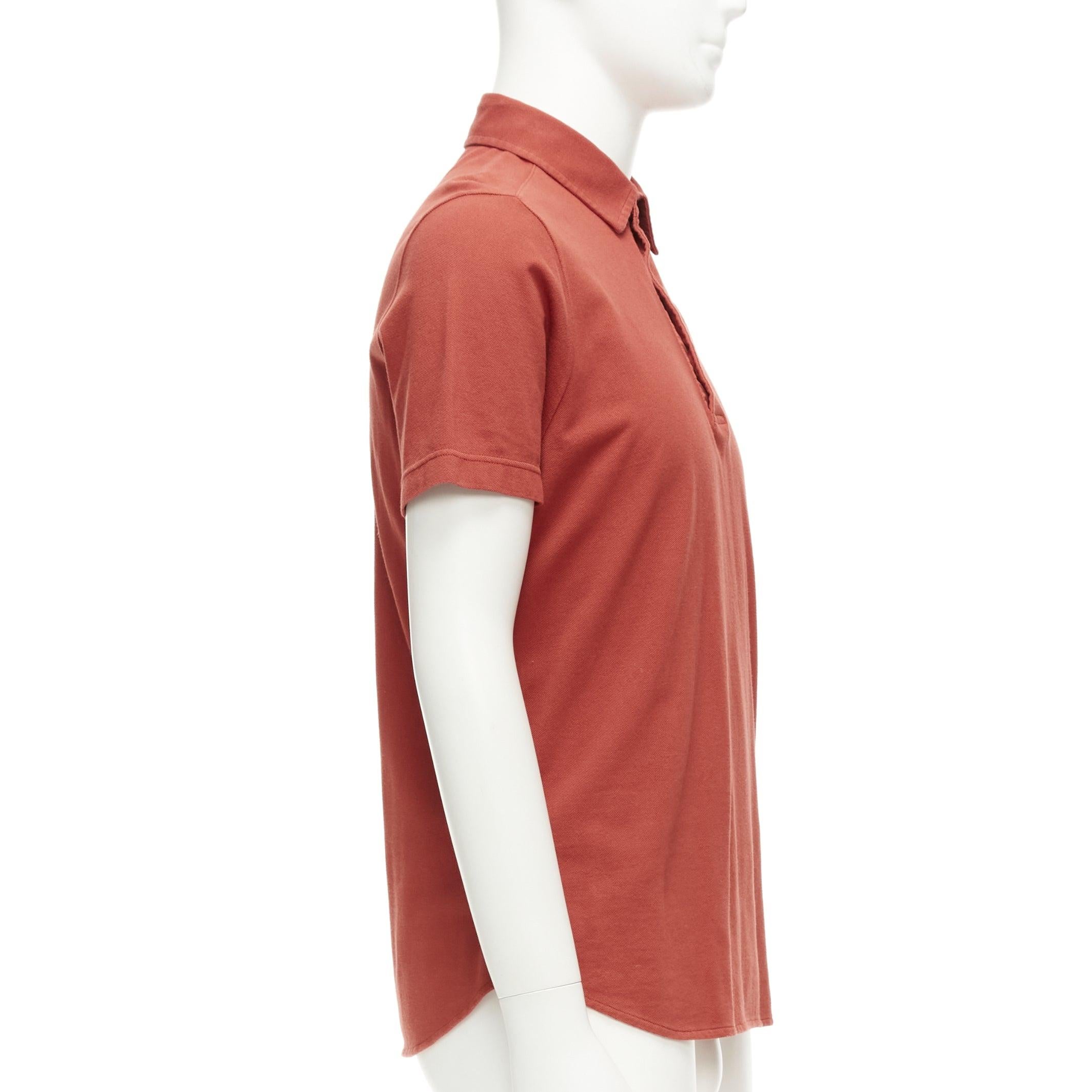 Men's LORO PIANA 100% cotton brick red 3 buttons collared polo shirt S For Sale