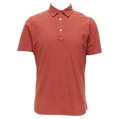 LORO PIANA 100% algodón rojo ladrillo 3 botones polo con cuello S