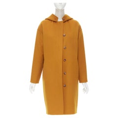 Loro Piana 100% cashmere double face tartaruga senape cappotto con cappuccio IT38 XS