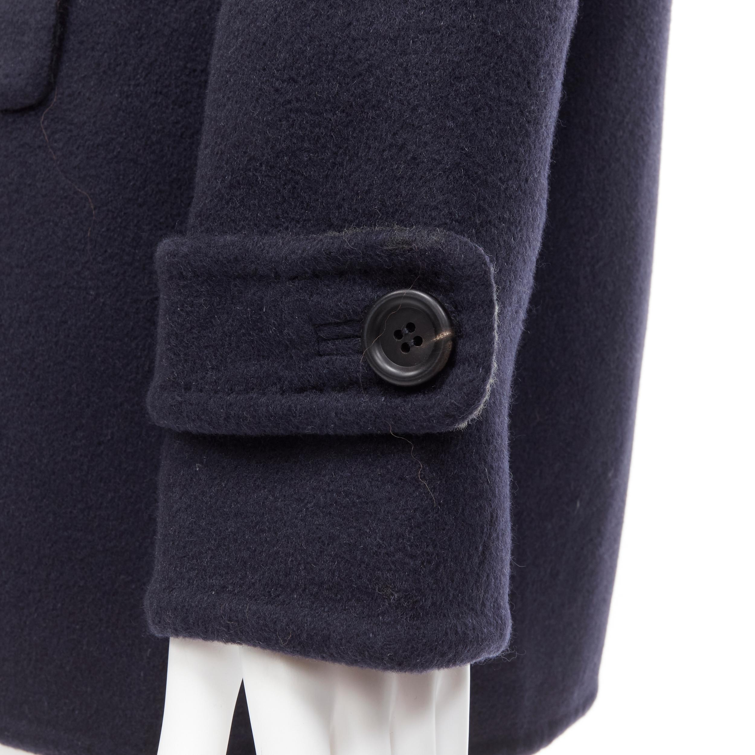 LORO PIANA 100% double face cashmere navy grey cashmere coat IT44 M 4
