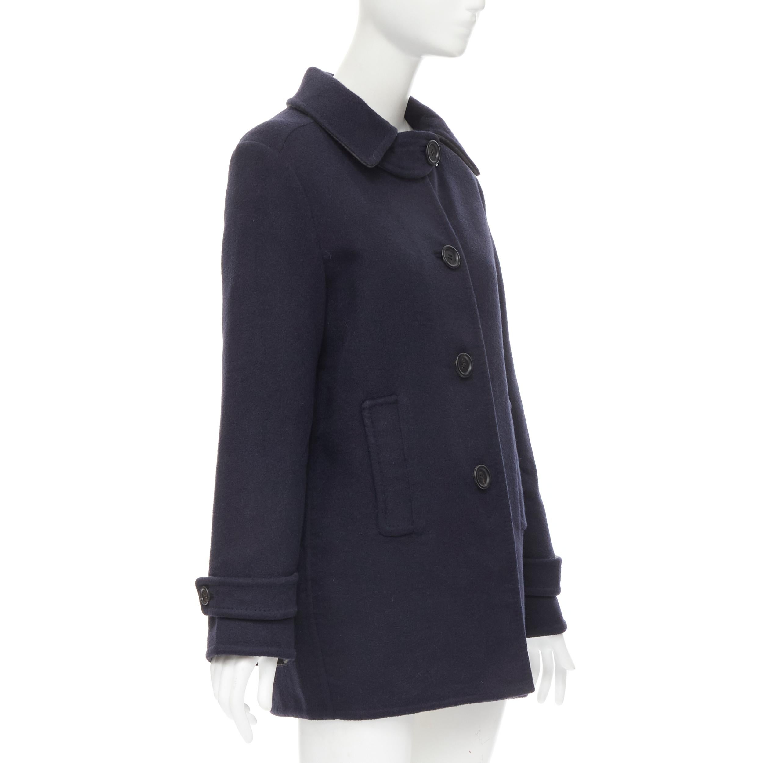 LORO PIANA 100% double face cashmere navy grey cashmere coat IT44 M In Excellent Condition In Hong Kong, NT