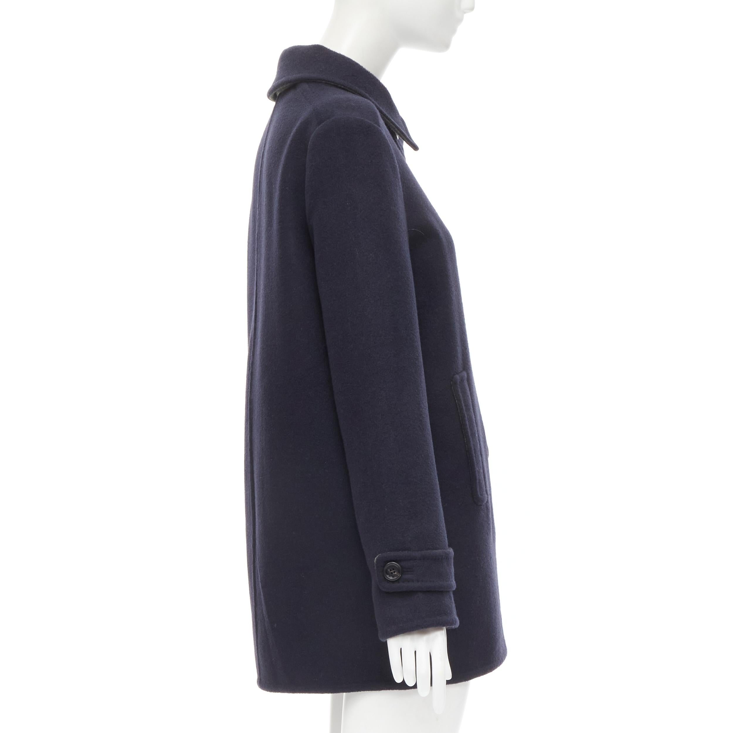 Women's LORO PIANA 100% double face cashmere navy grey cashmere coat IT44 M