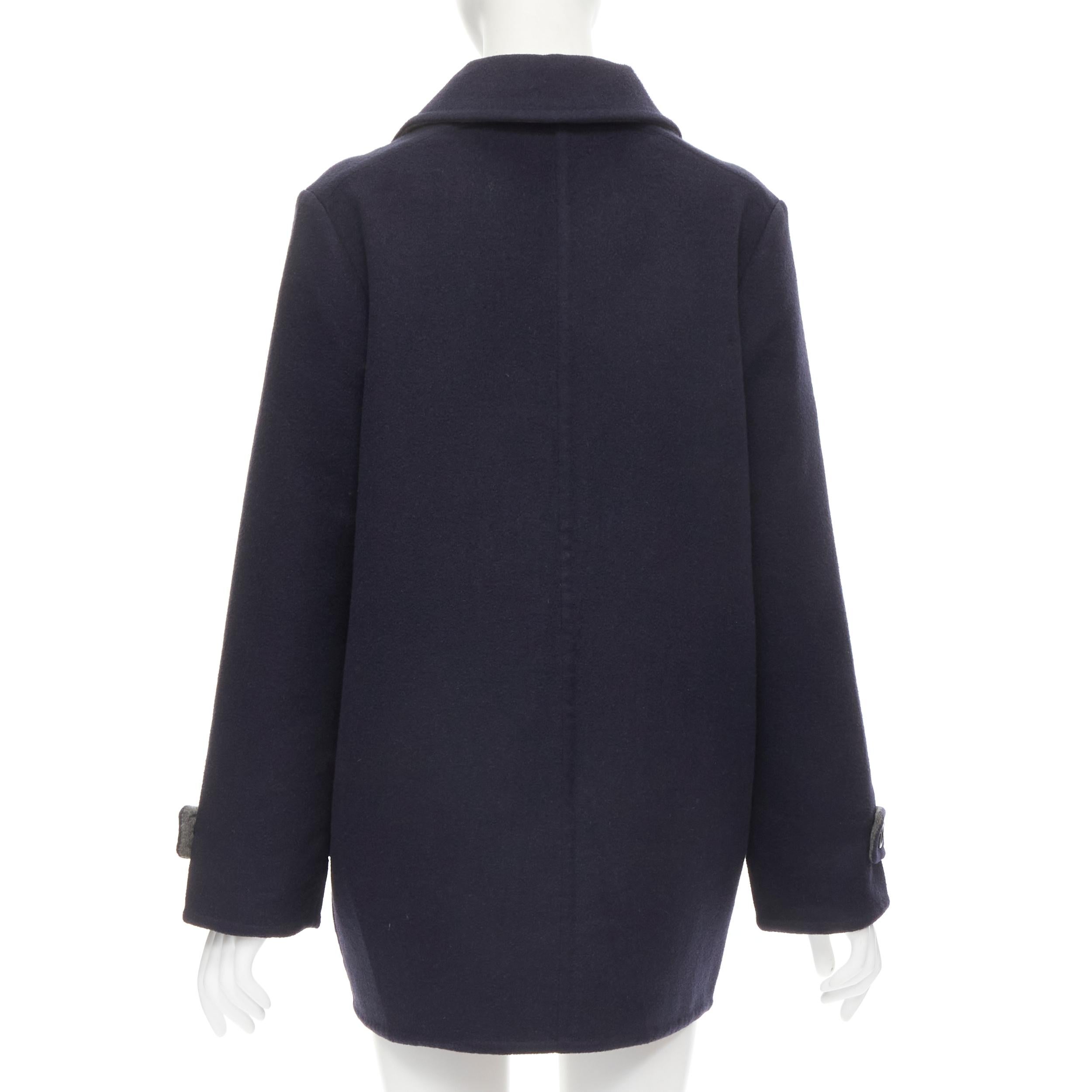 LORO PIANA 100% double face cashmere navy grey cashmere coat IT44 M 1