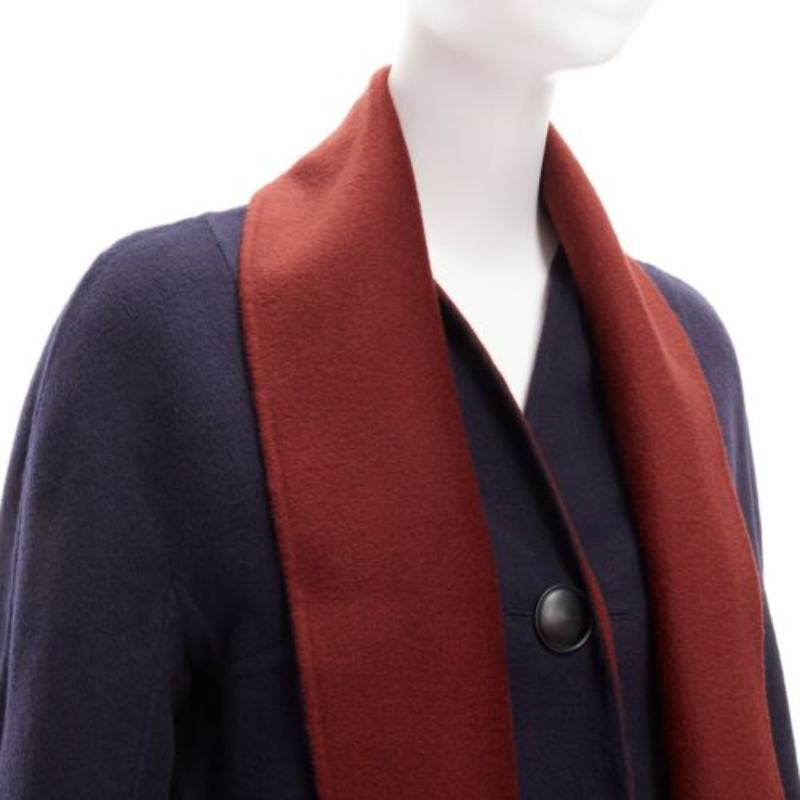 LORO PIANA 100% double faced cashmere burgundy navy Reversible coat IT44 L For Sale 8