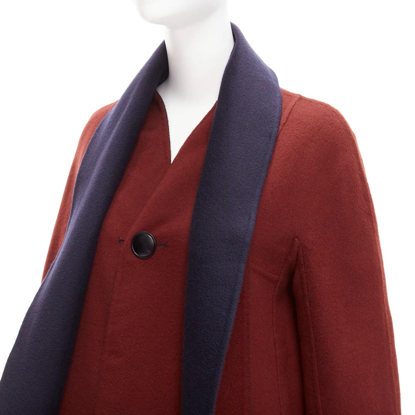 LORO PIANA 100% double faced cashmere burgundy navy Reversible coat IT44 L For Sale 10