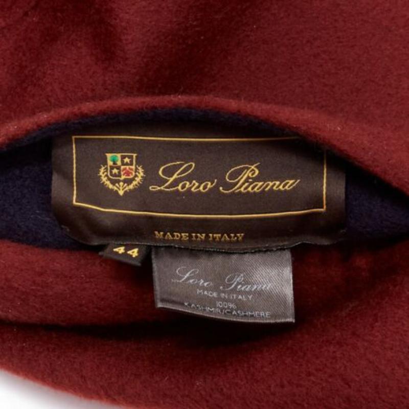LORO PIANA 100% double faced cashmere burgundy navy Reversible coat IT44 L For Sale 12