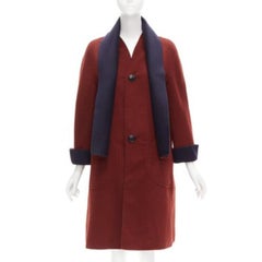 LORO PIANA 100% double faced cashmere burgundy navy Reversible coat IT44 L
