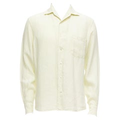 LORO PIANA 100% linen light yellow collared pocketed casual shirt S