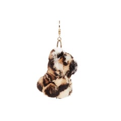 LORO PIANA 100% mink fur brown cream Tiger bag charm keyring