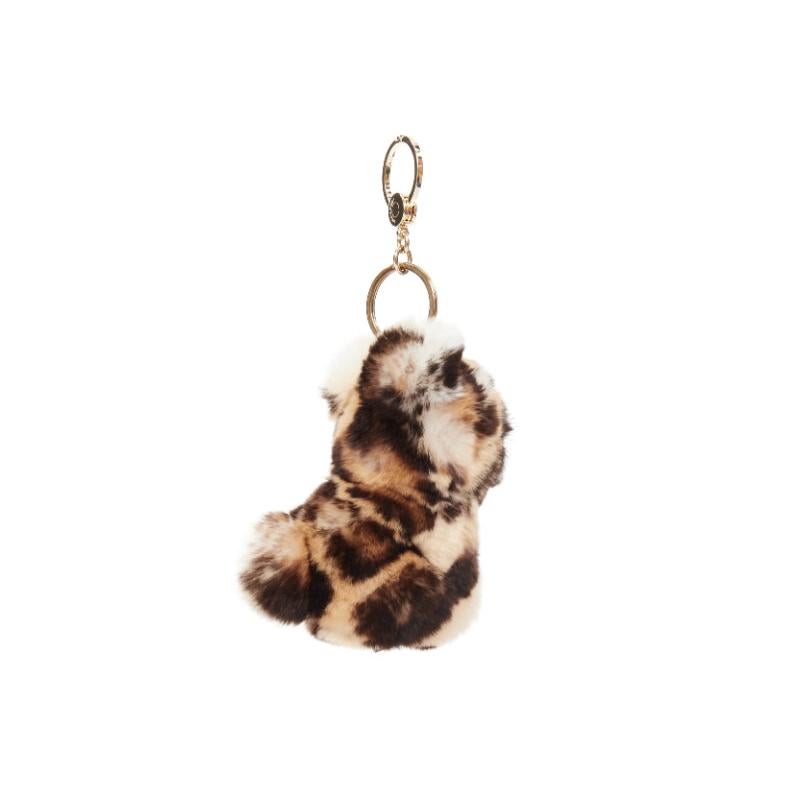 Bianco LORO PIANA 100% mink fur brown cream Tiger bag charm keyring in vendita