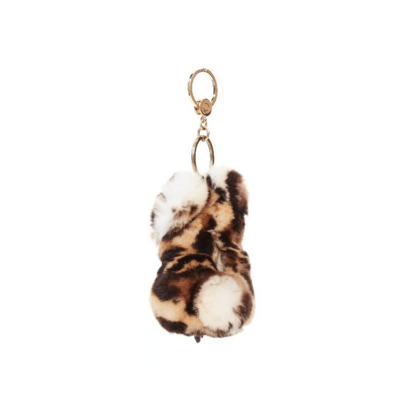 LORO PIANA 100% mink fur brown cream Tiger bag charm keyring In condizioni buone in vendita a Hong Kong, NT