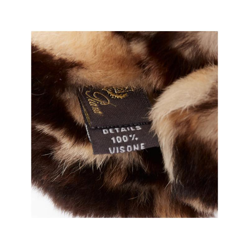 LORO PIANA 100% mink fur brown cream Tiger bag charm keyring in vendita 3
