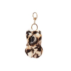 LORO PIANA 100% mink fur brown cream Tiger bag charm keyring
