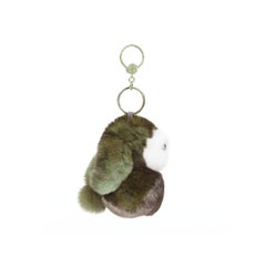 LORO PIANA 100% mink fur brown Rabbit bag charm keyring