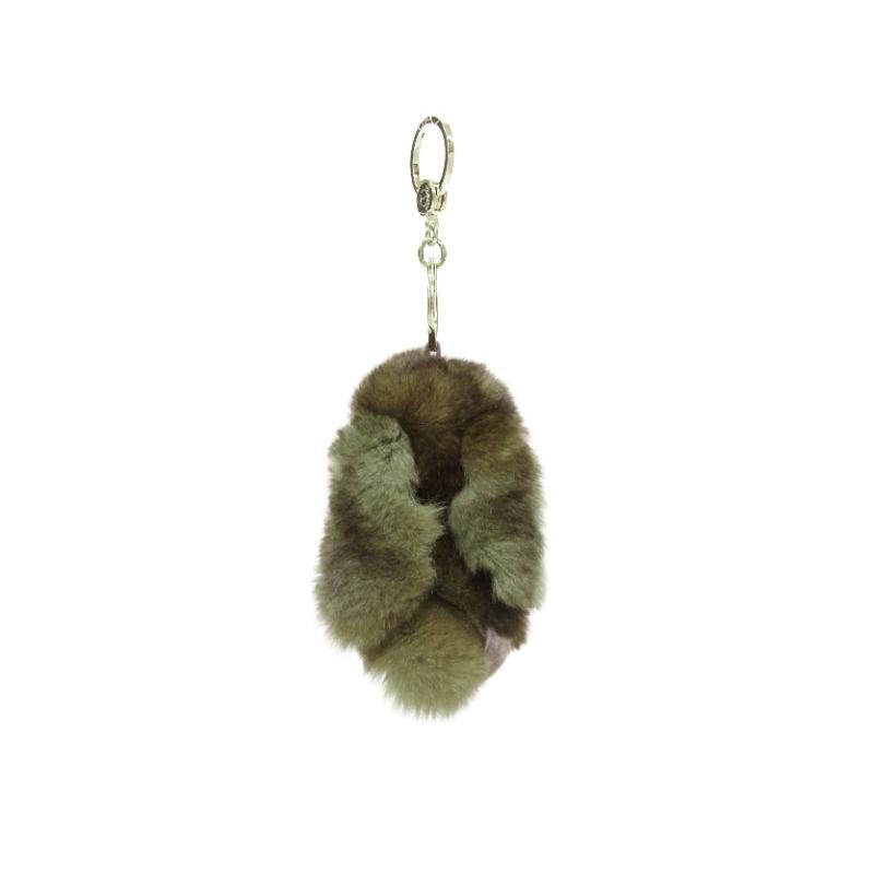 LORO PIANA 100% mink fur brown Rabbit bag charm keyring In condizioni buone in vendita a Hong Kong, NT